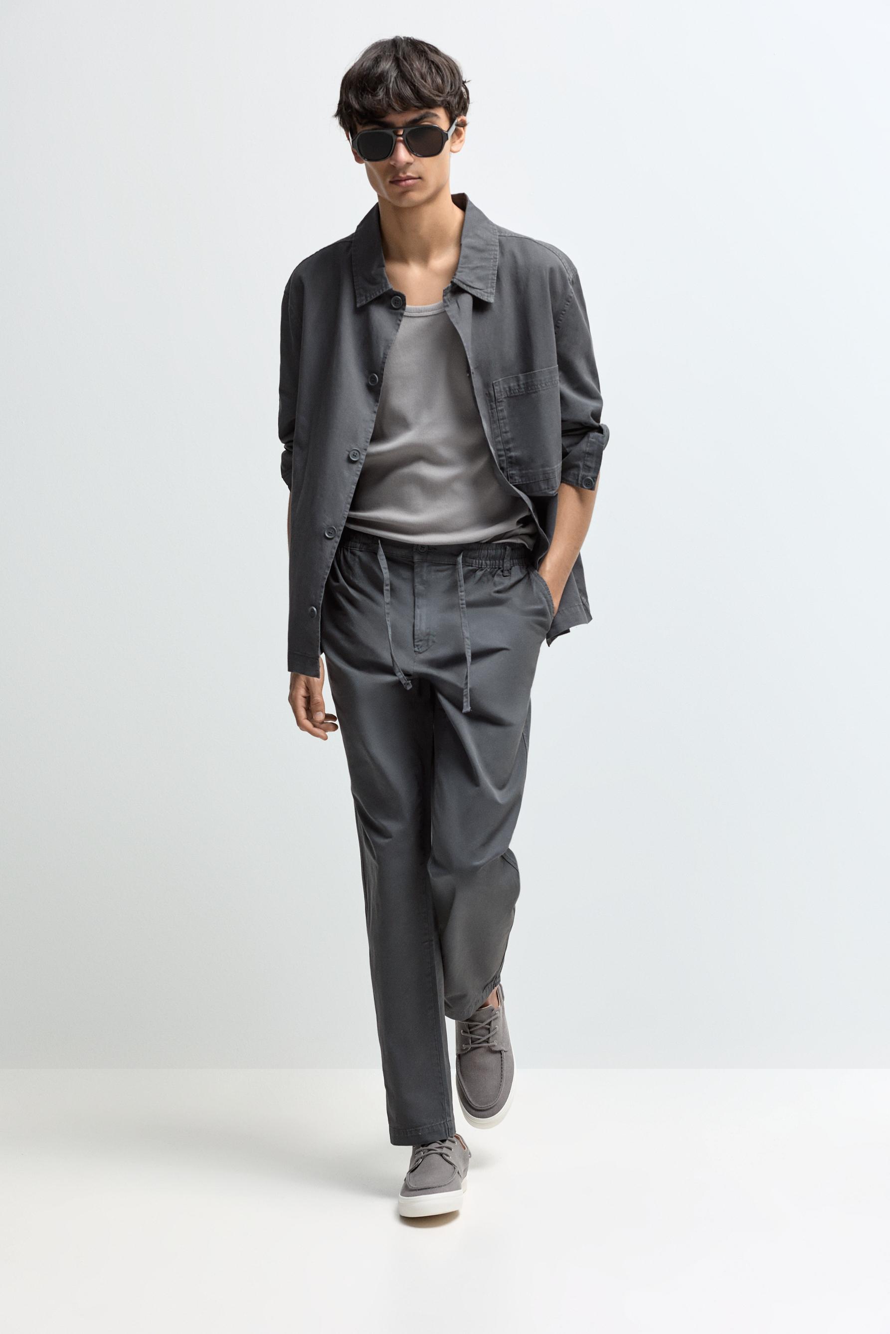 Linen blend joggers — ANTHRACITE GREY
