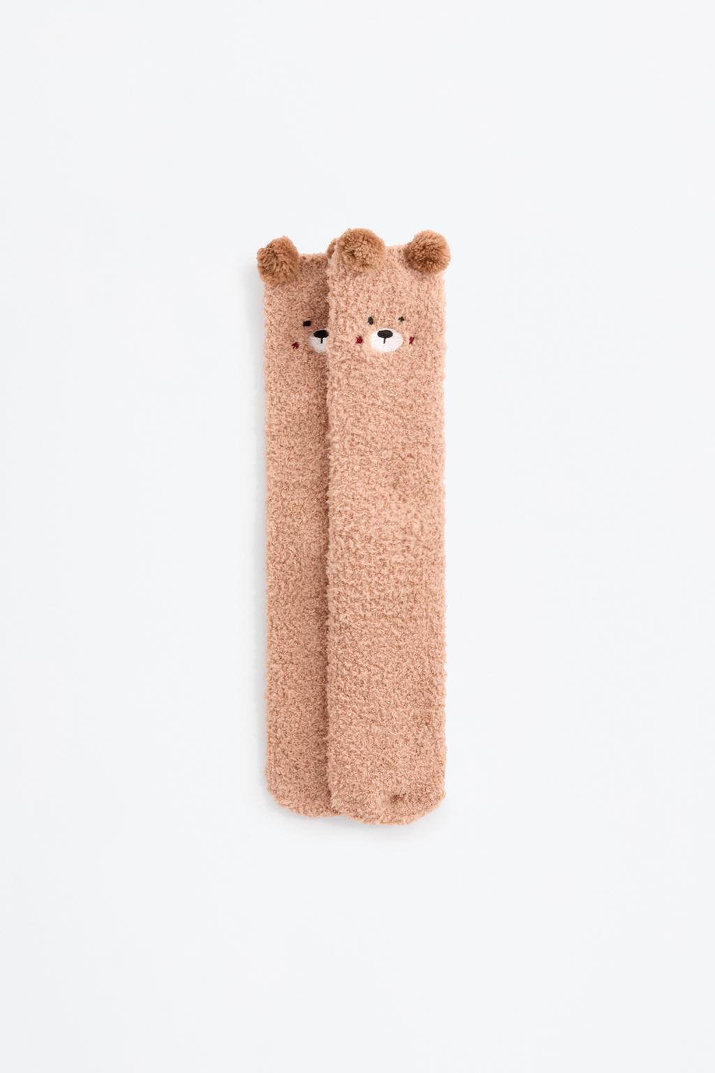 Non-slip teddy bear faux fur socks