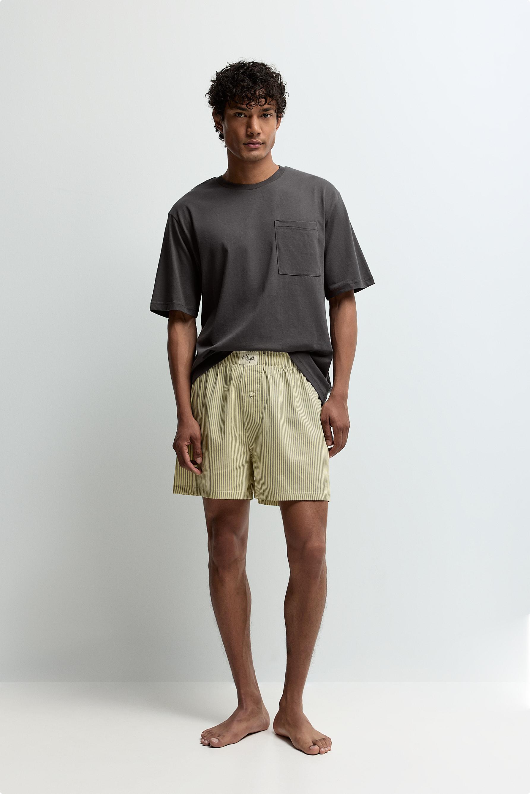 Short pyjamas with pocket — CHARCOAL GREY