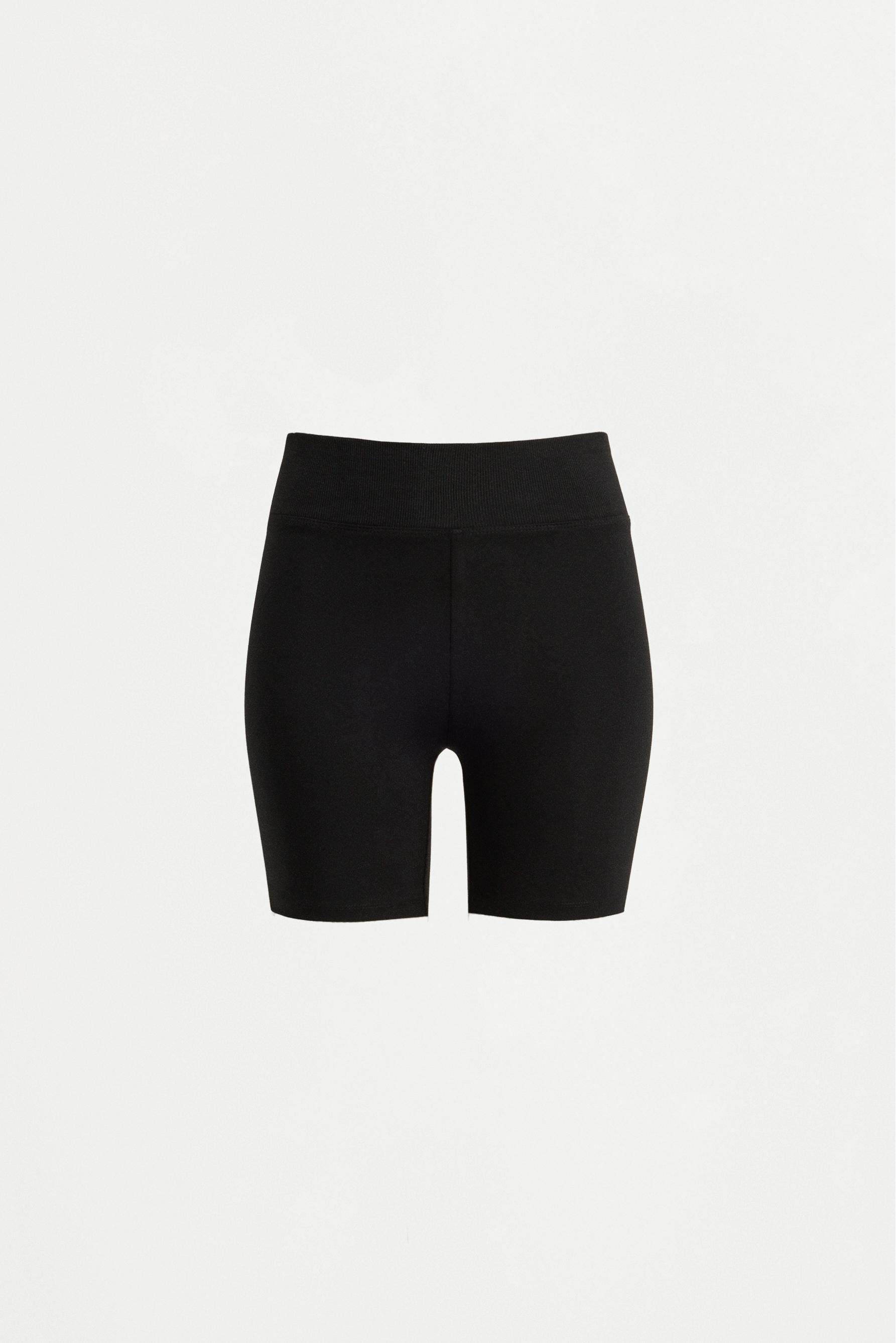 Ribbed waist cycling leggings — BLACK