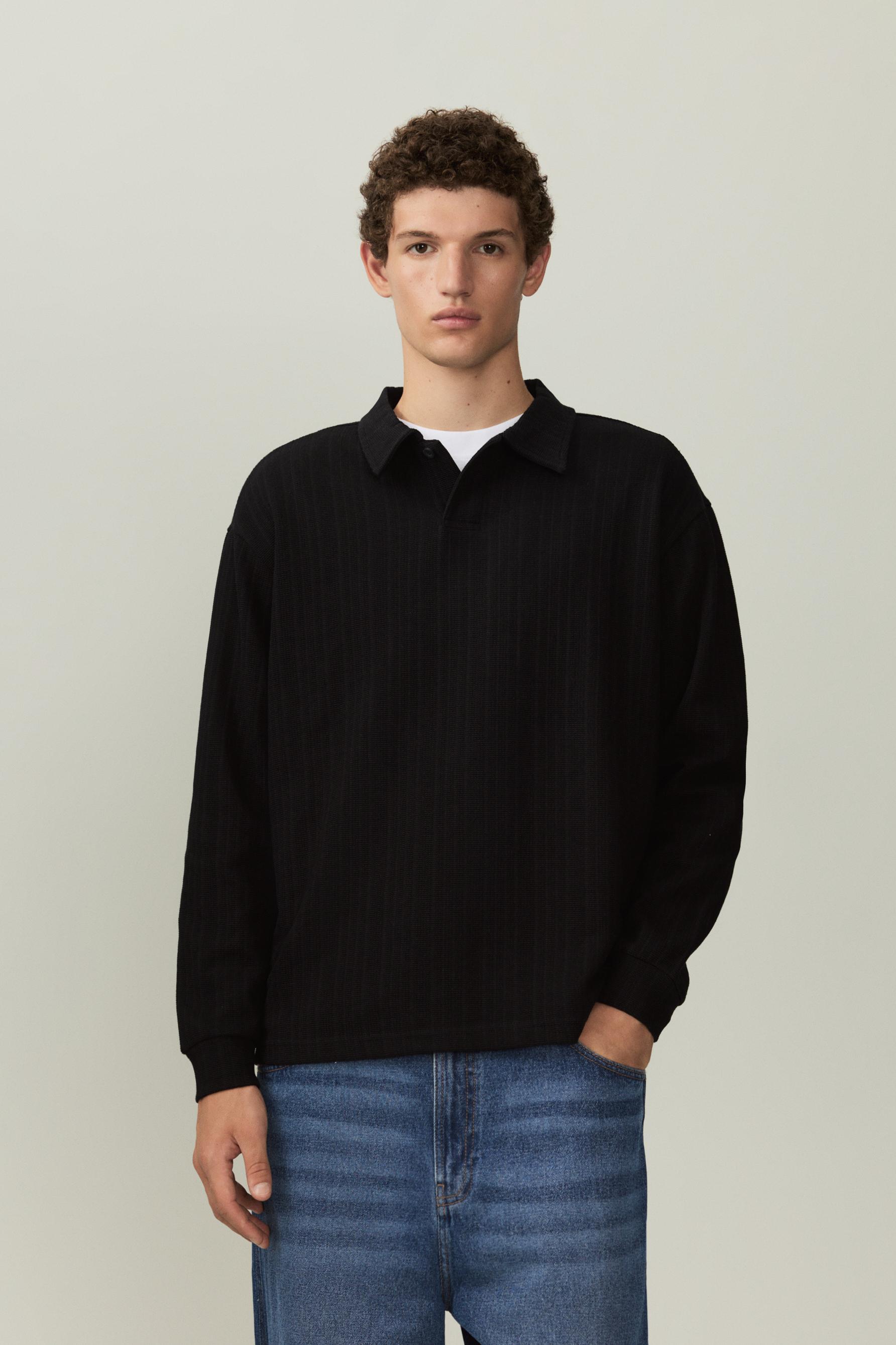 Polo textura manga larga