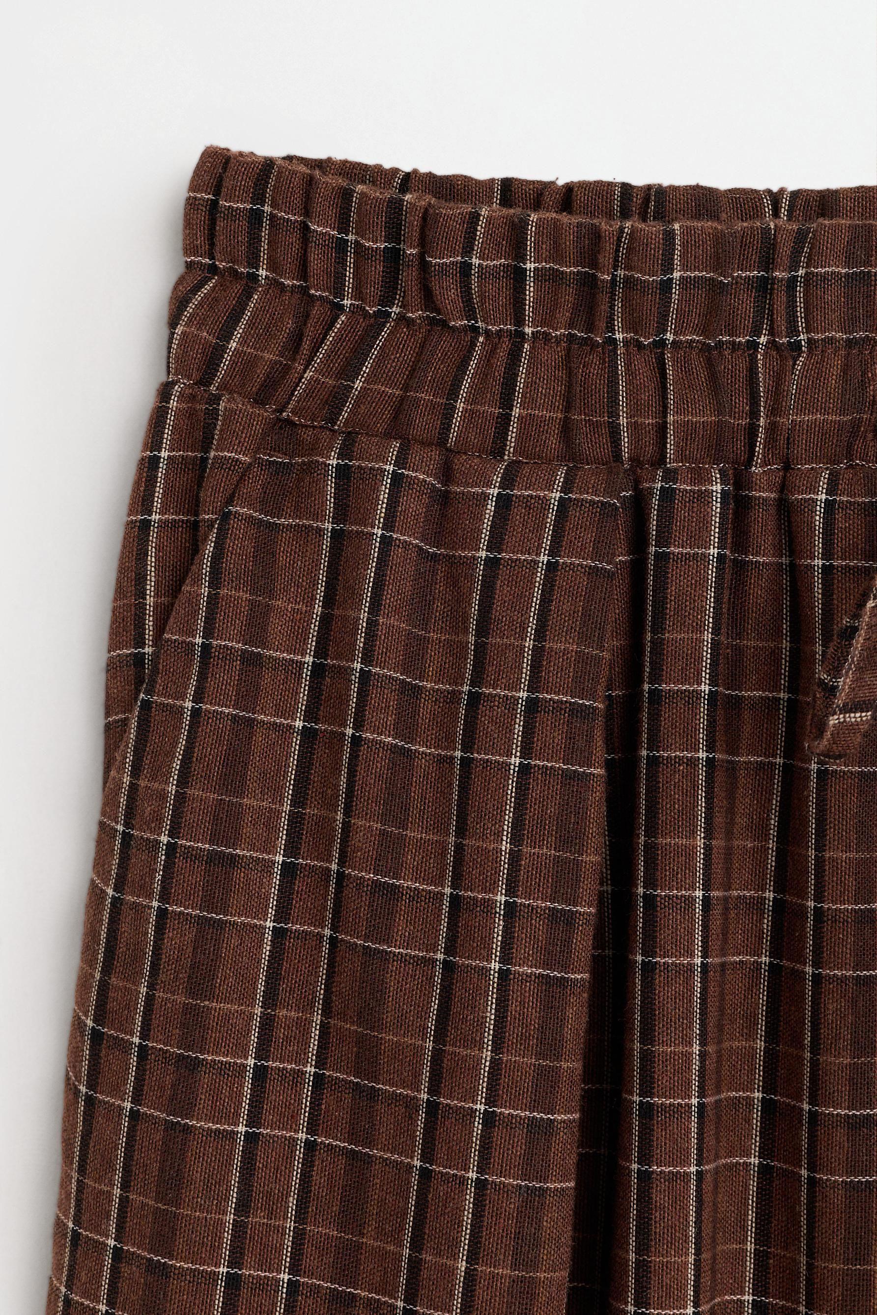 Balloon fit checked joggers — BROWN