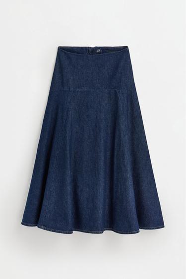 A-line midi denim skirt — NAVY 6