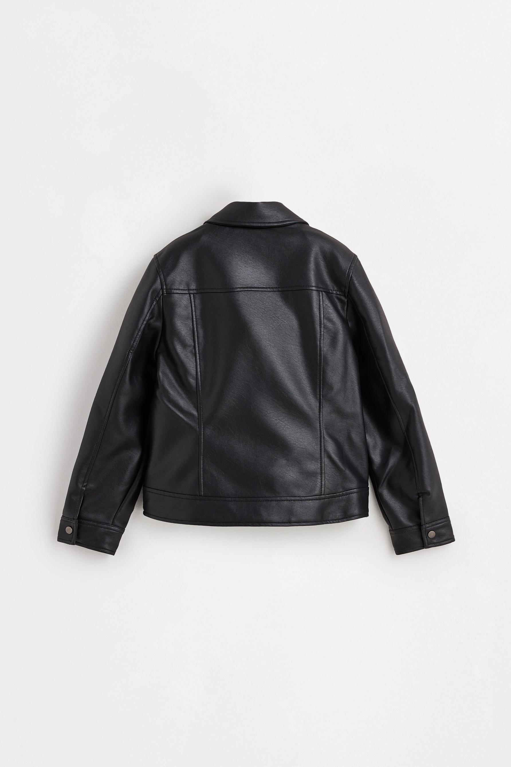 Leather effect biker jacket — BLACK