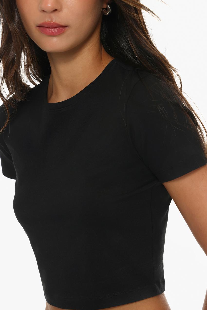 Manga Corta Camiseta Crop Manga Larga Manga Corta Camiseta Crop