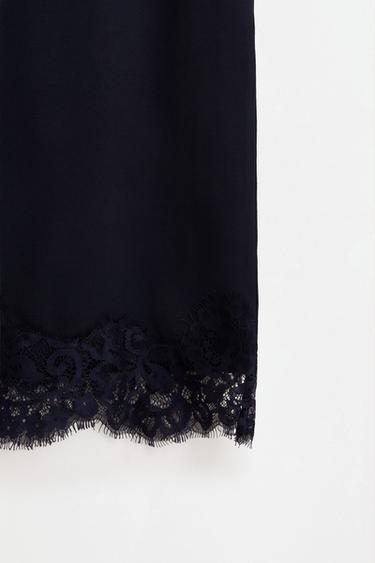 Lace-trimmed polyamide midi skirt — DARK NAVY 7