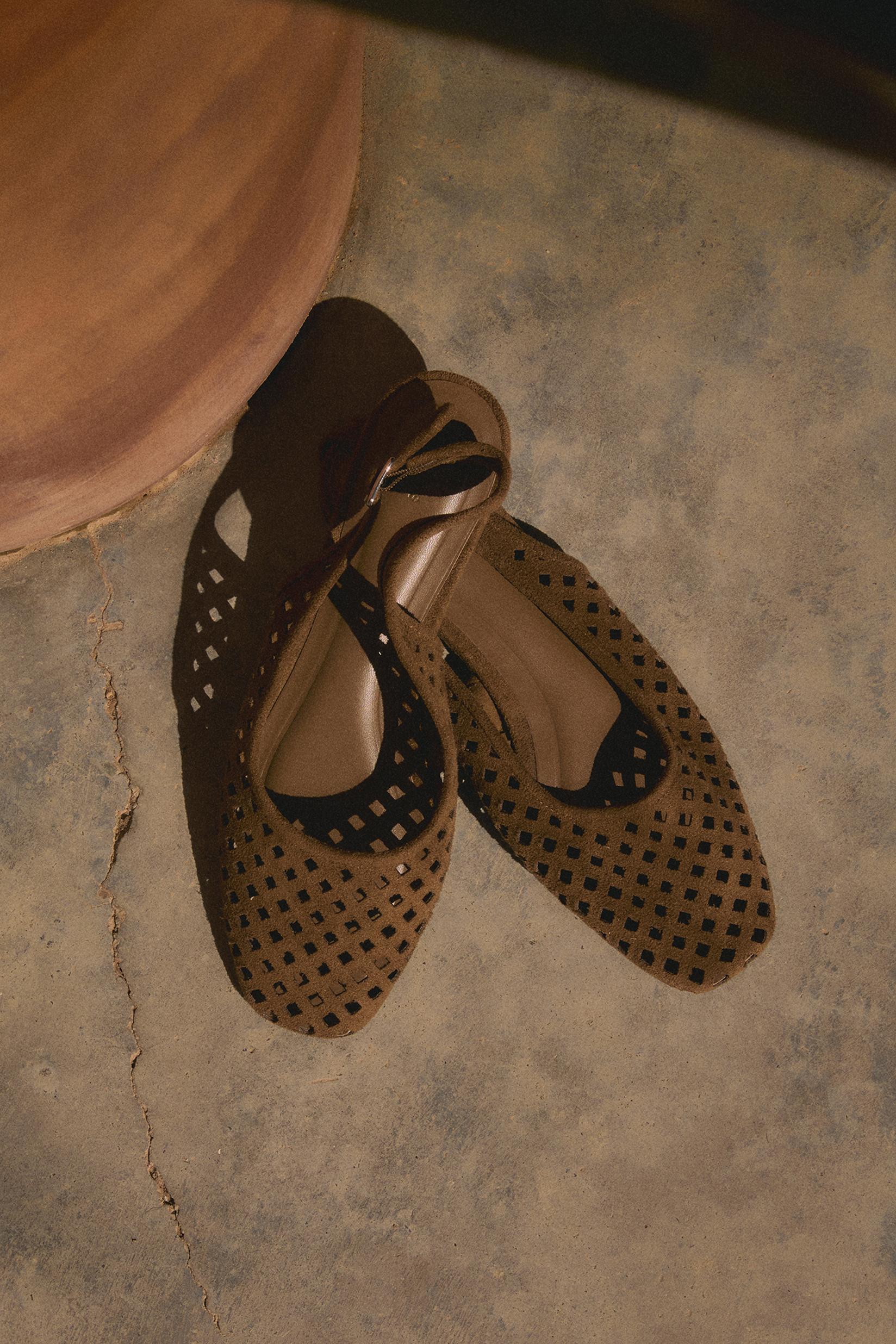 Openwork slingback flats — LEATHER