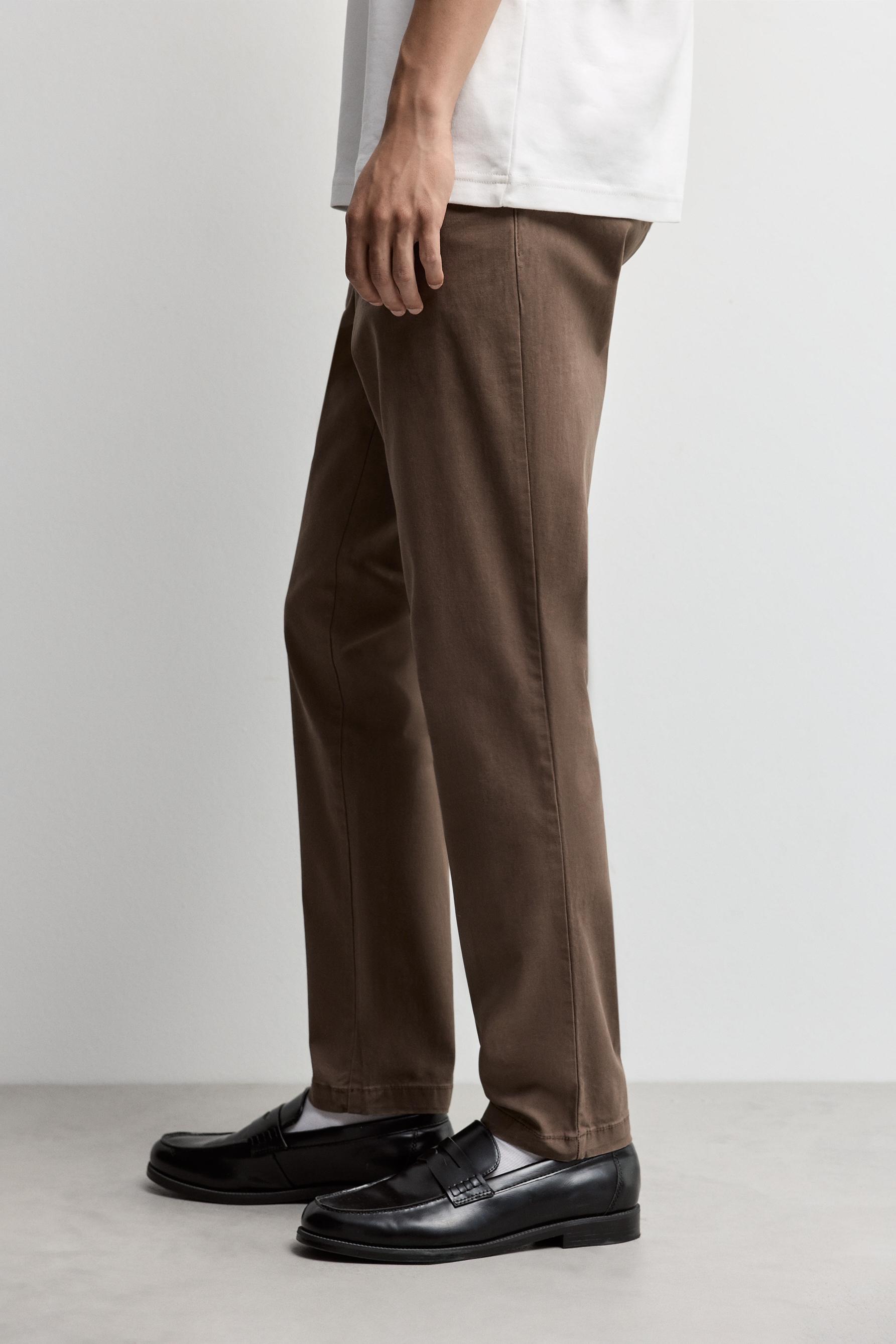 Skinny fit chino trousers — BROWN