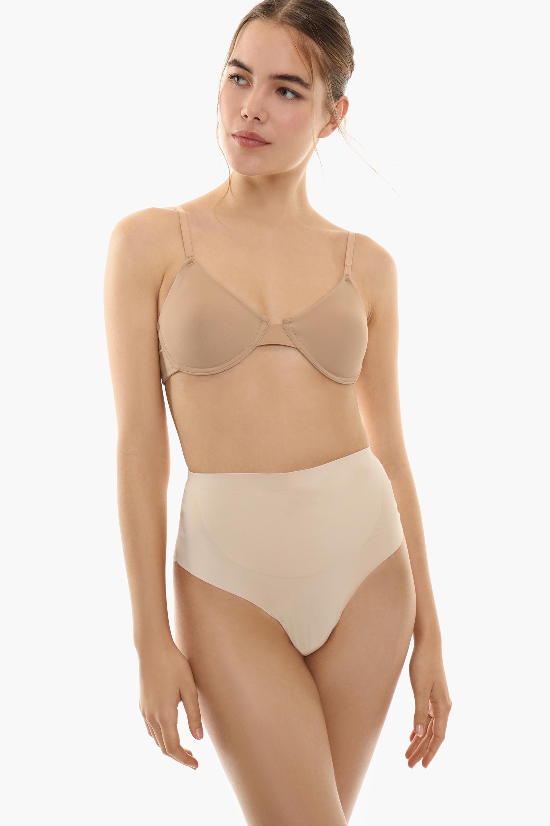 Microfibre shapewear thong — ECRU