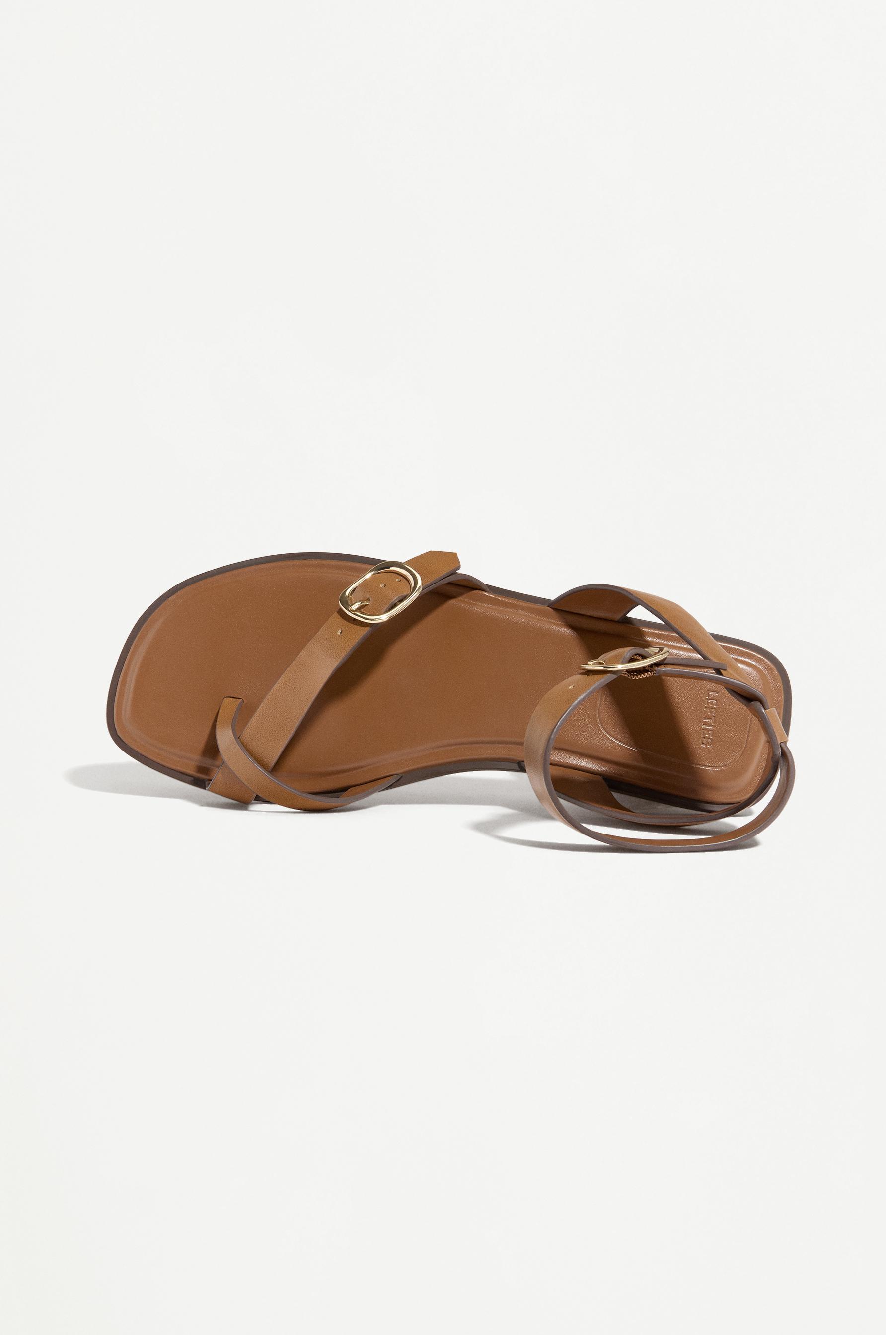 Strappy flat slider sandals — LEATHER