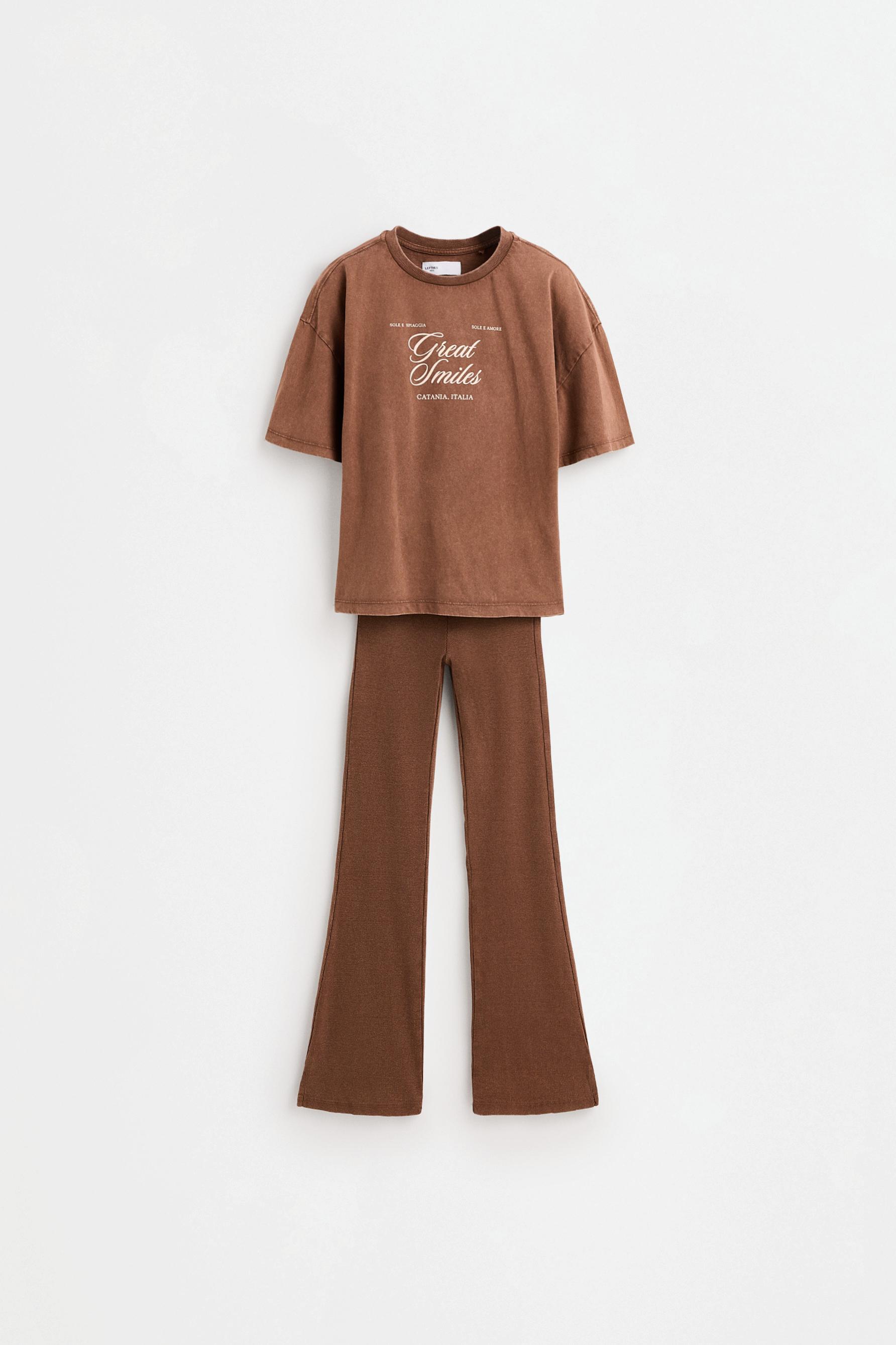 Washed effect T-shirt and leggings set — CHOCOLATE