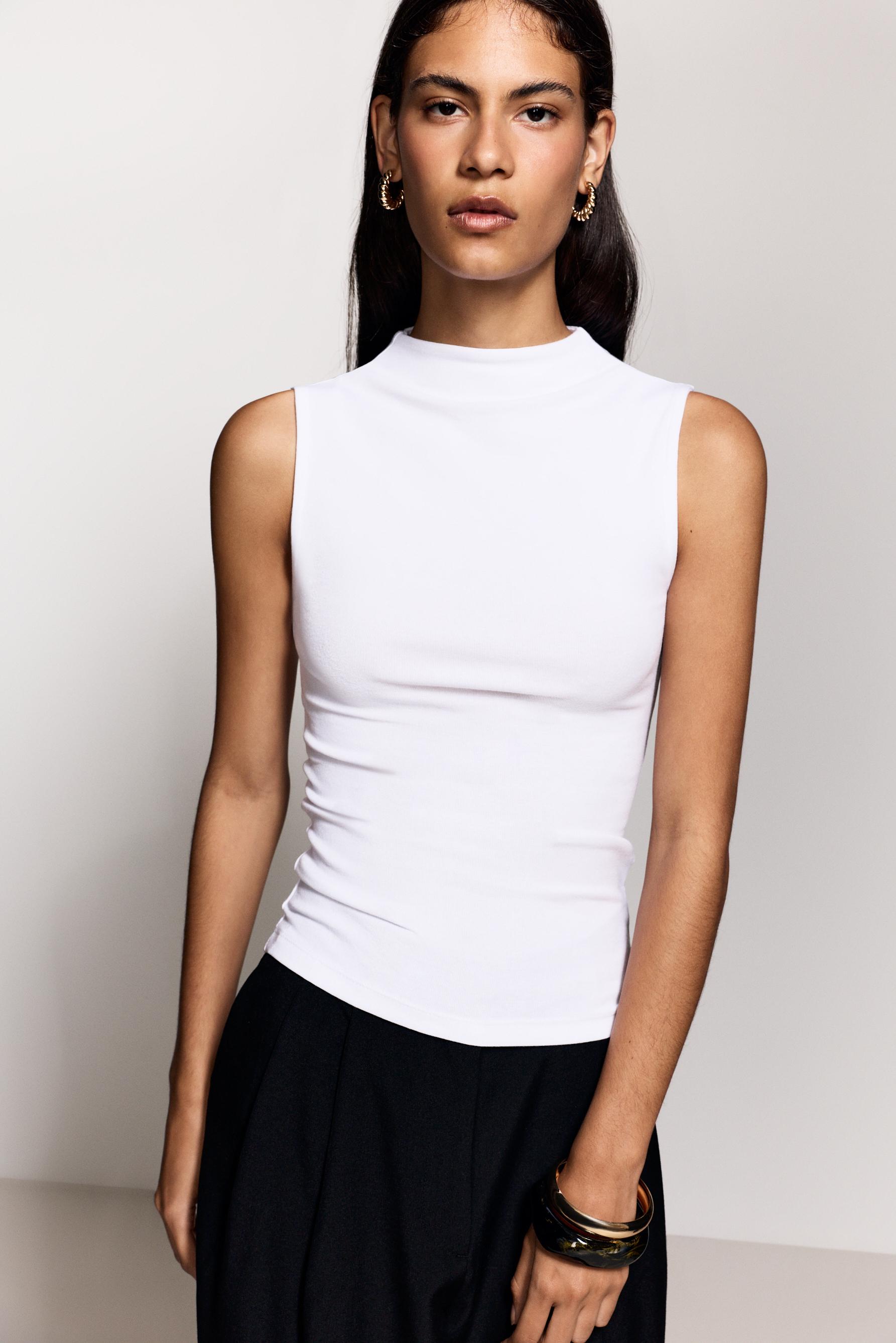 Mock neck top — WHITE