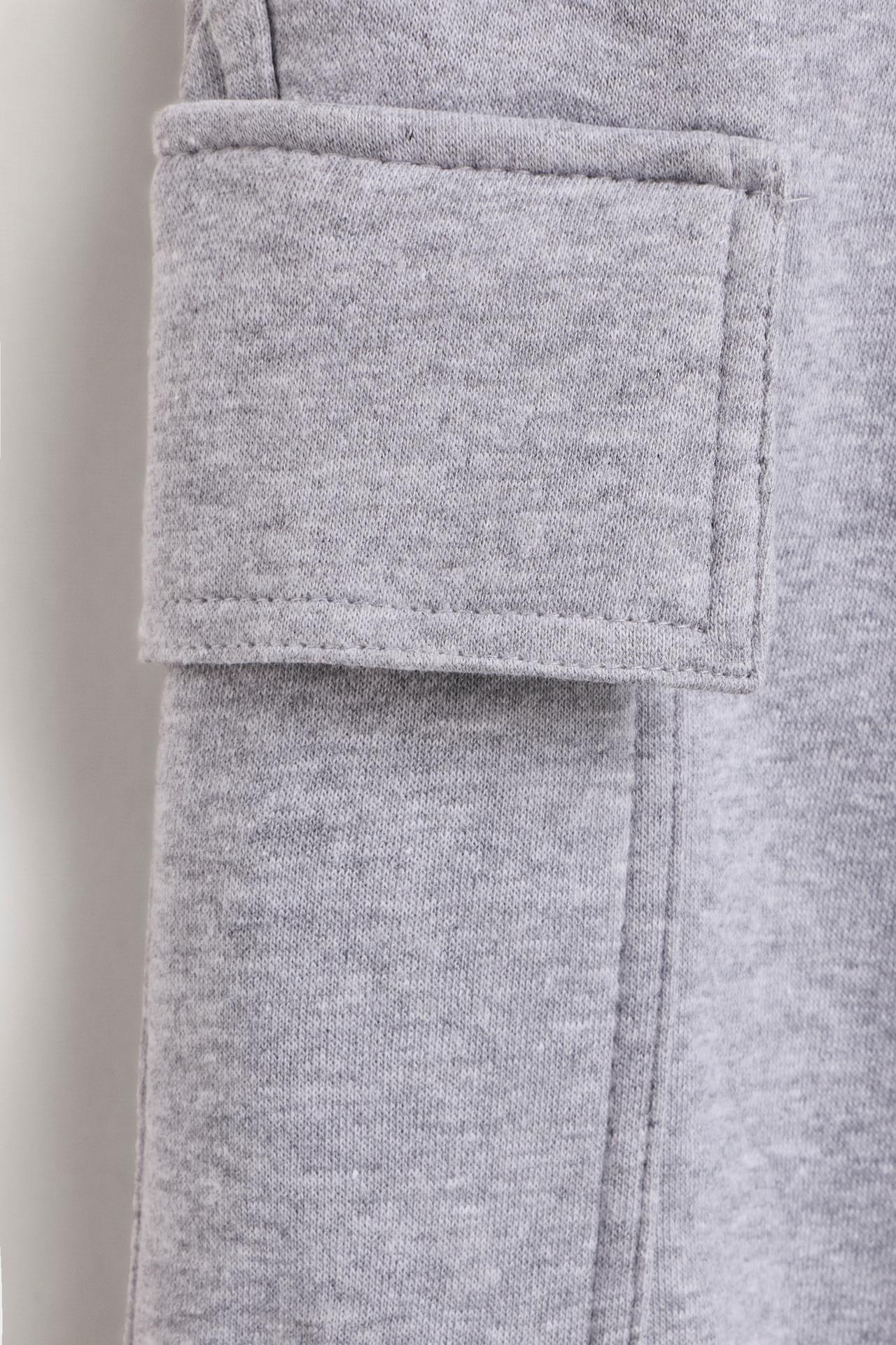 Plush barrel-leg cargo pants — GREY MARL
