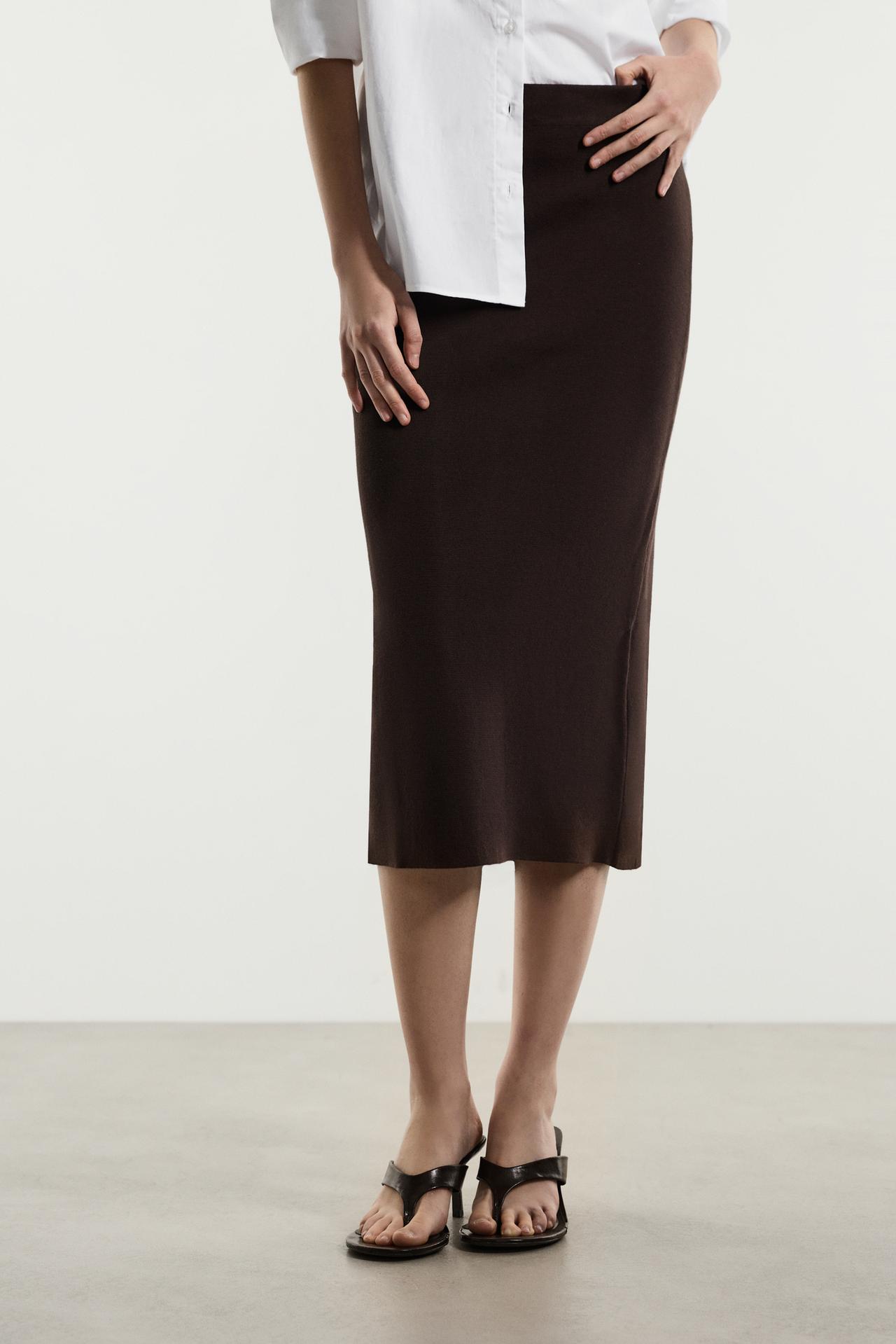 Pencil skirt — DARK BROWN