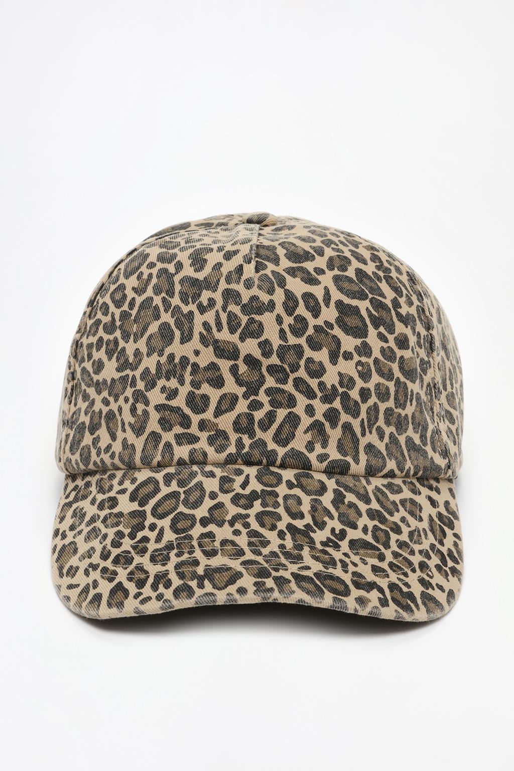 Faded-effect leopard print cap