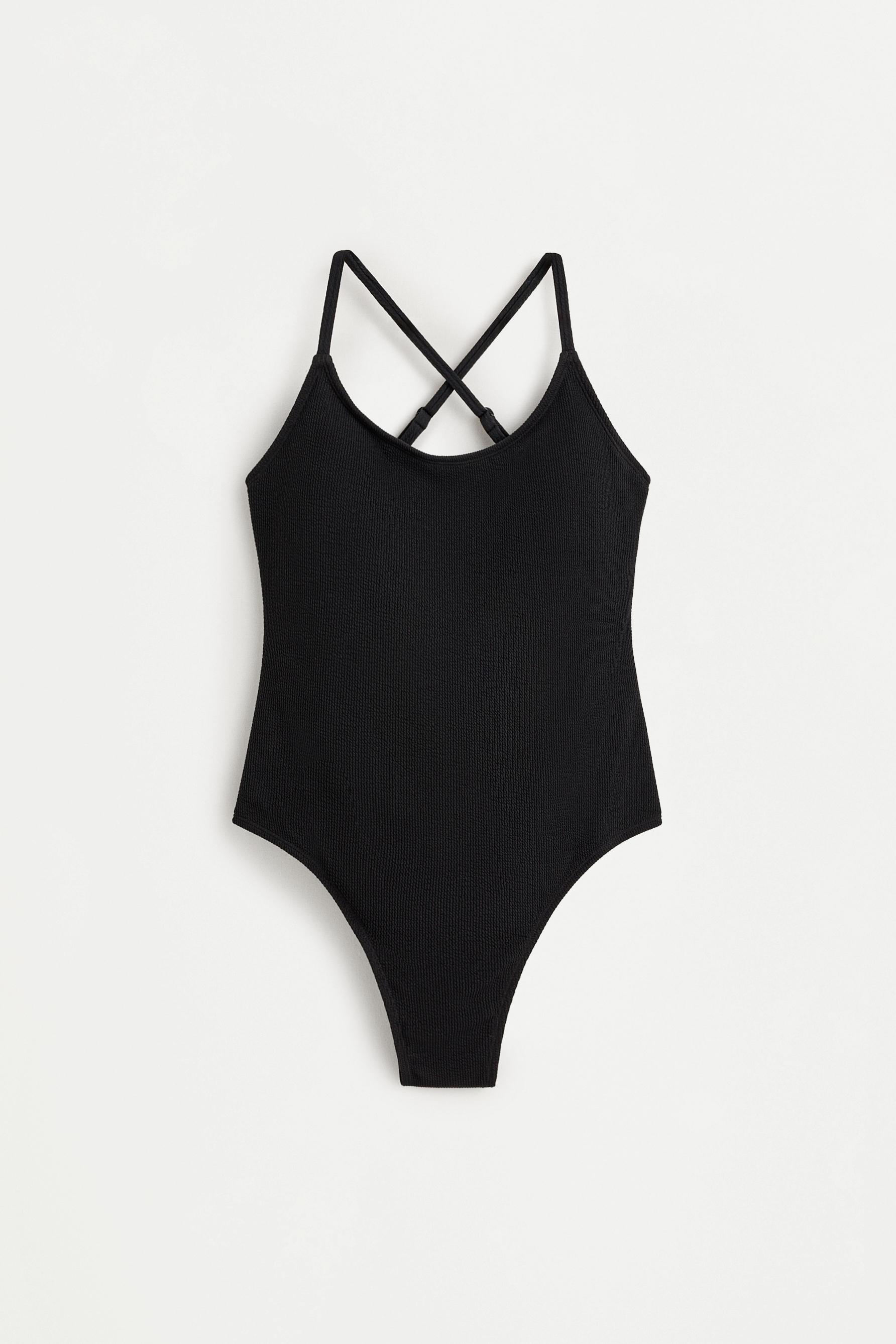 Ribbed swimsuit — BLACK