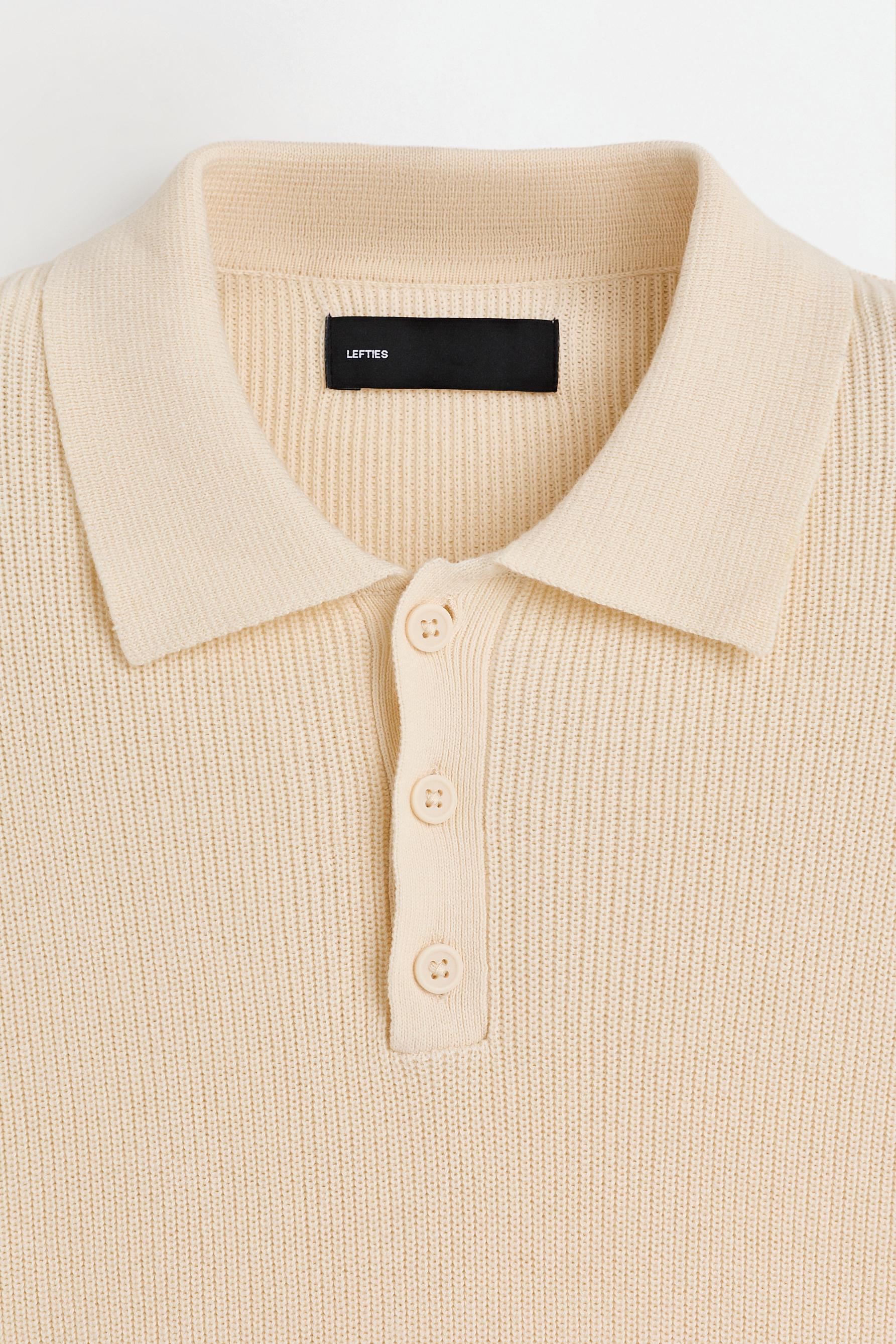 Button knit polo shirt — OFF WHITE