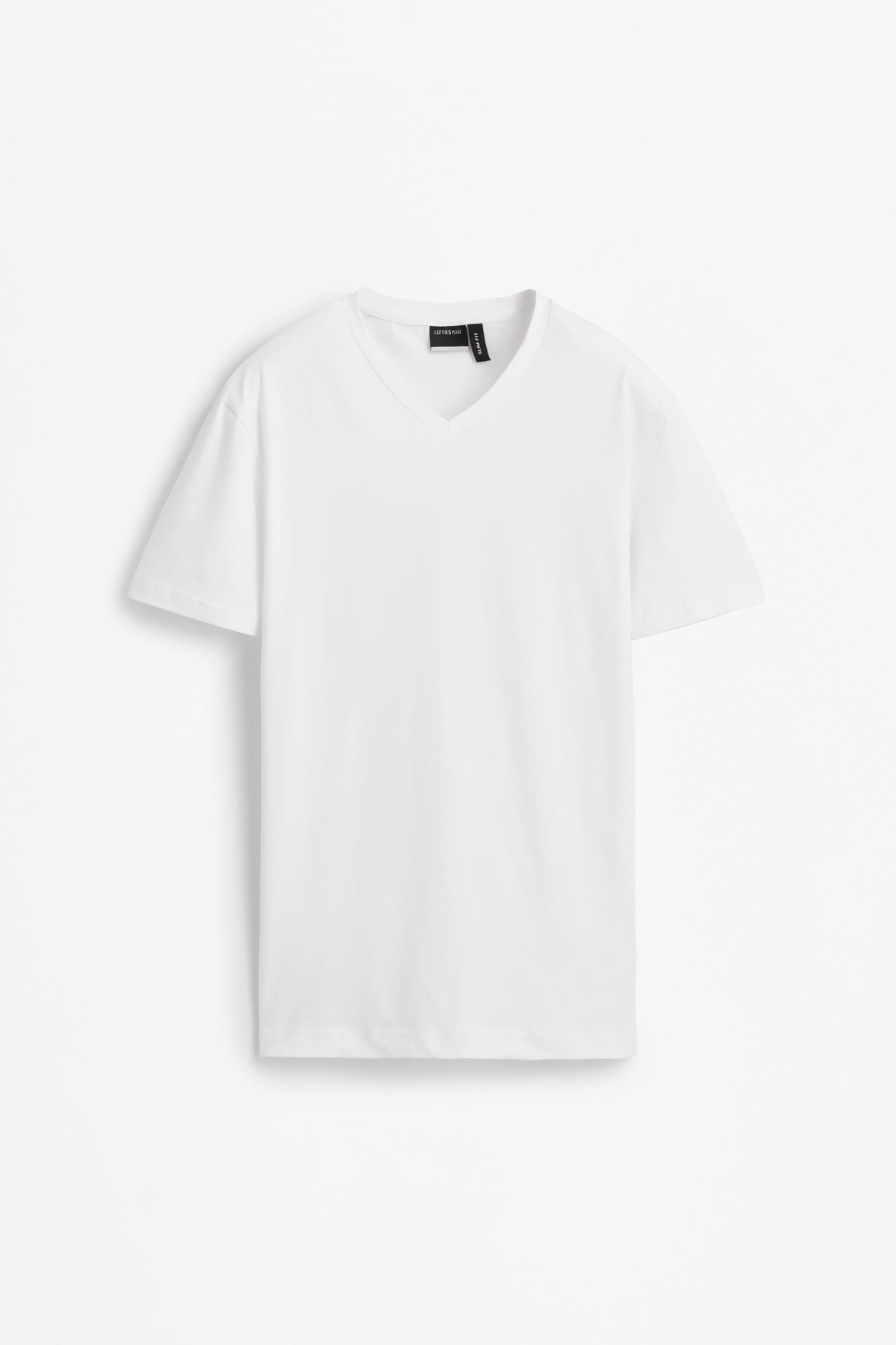 Slim fit V-neck T-shirt — WHITE