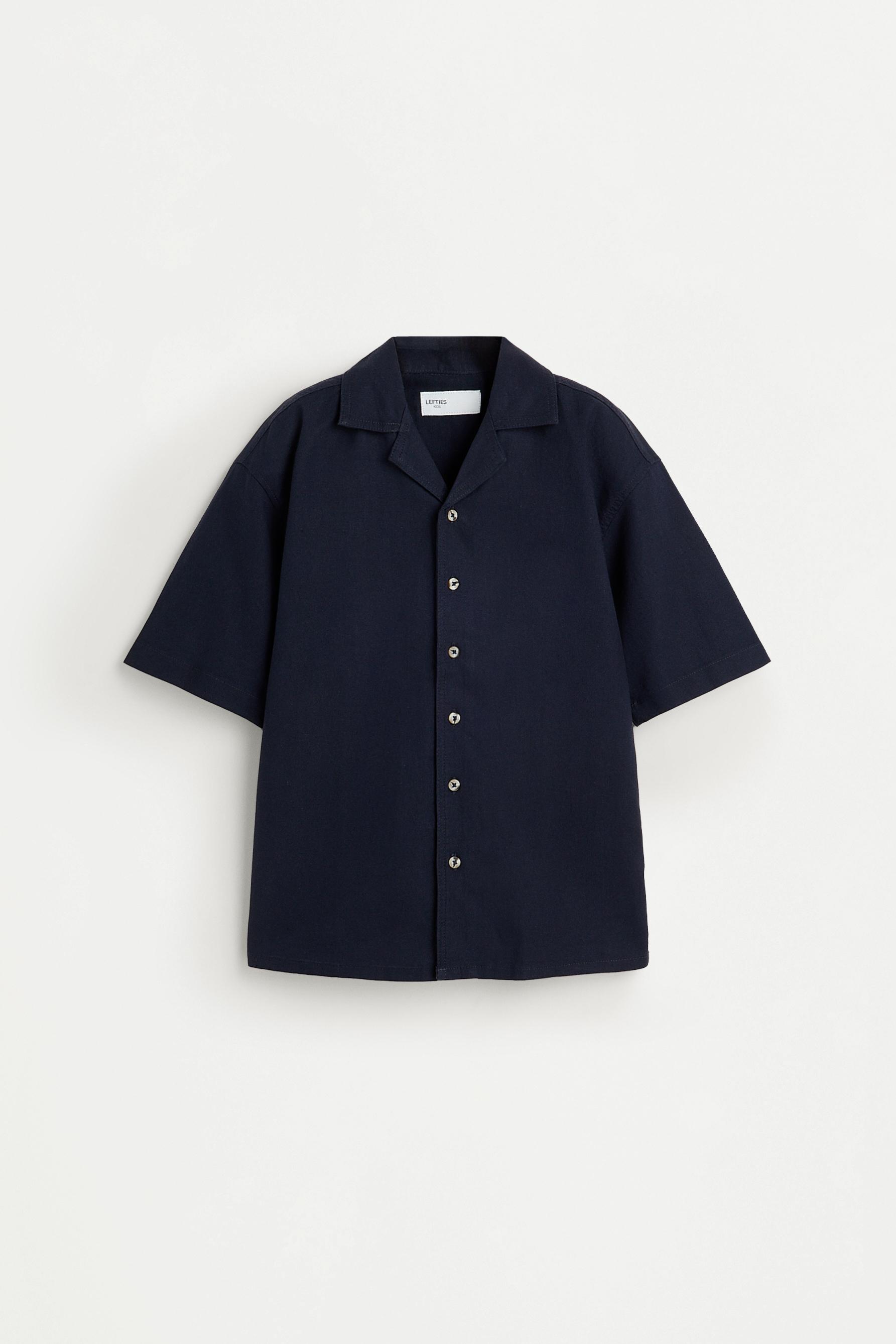 Linen-cotton resort shirt — NAVY