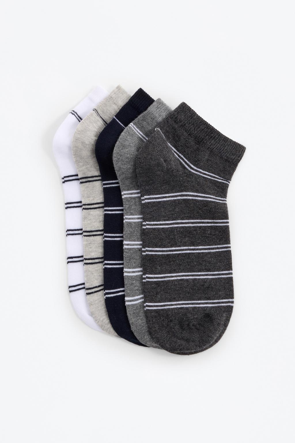 5-pack of ankle socks with lines