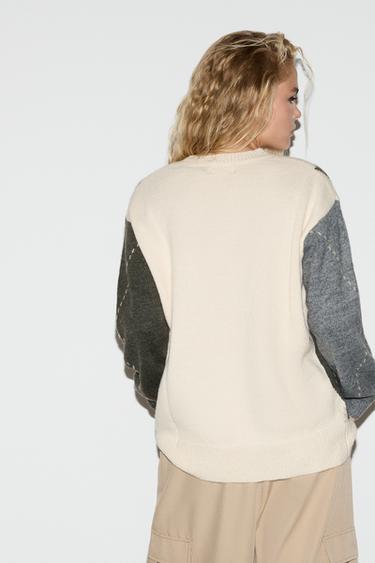 Diamond-textured sweater — GREYISH GREEN 5