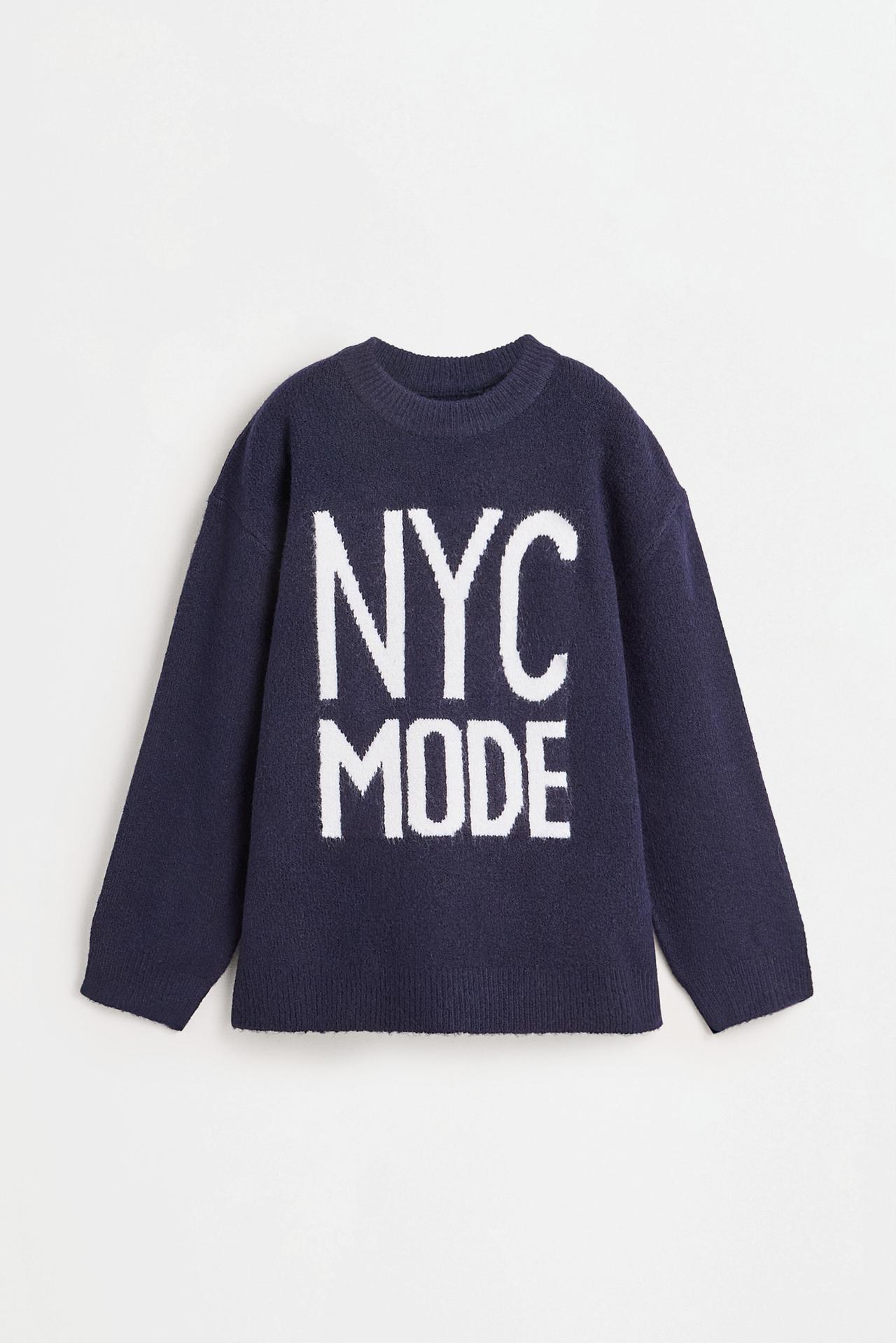 Soft text sweater — NAVY
