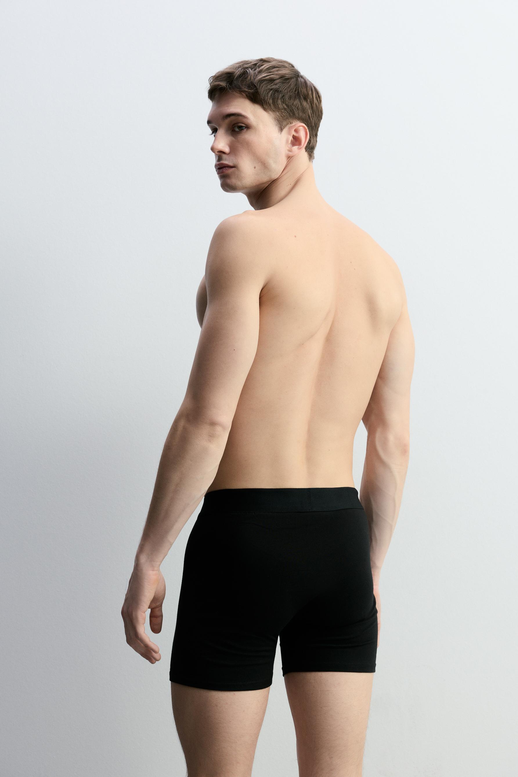 3-pack of long basic boxers — BLACK