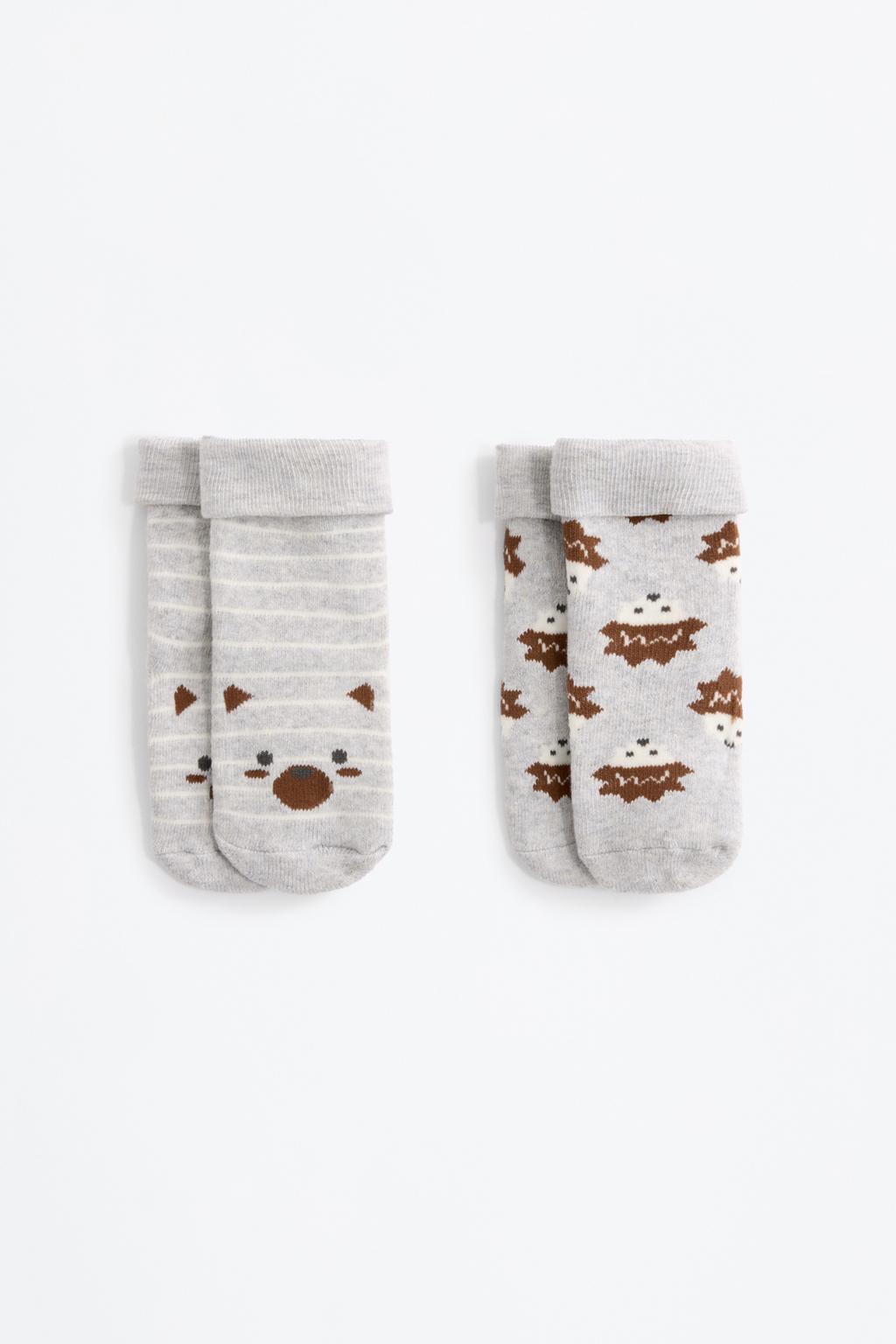 Pack of 2 non-slip bear socks