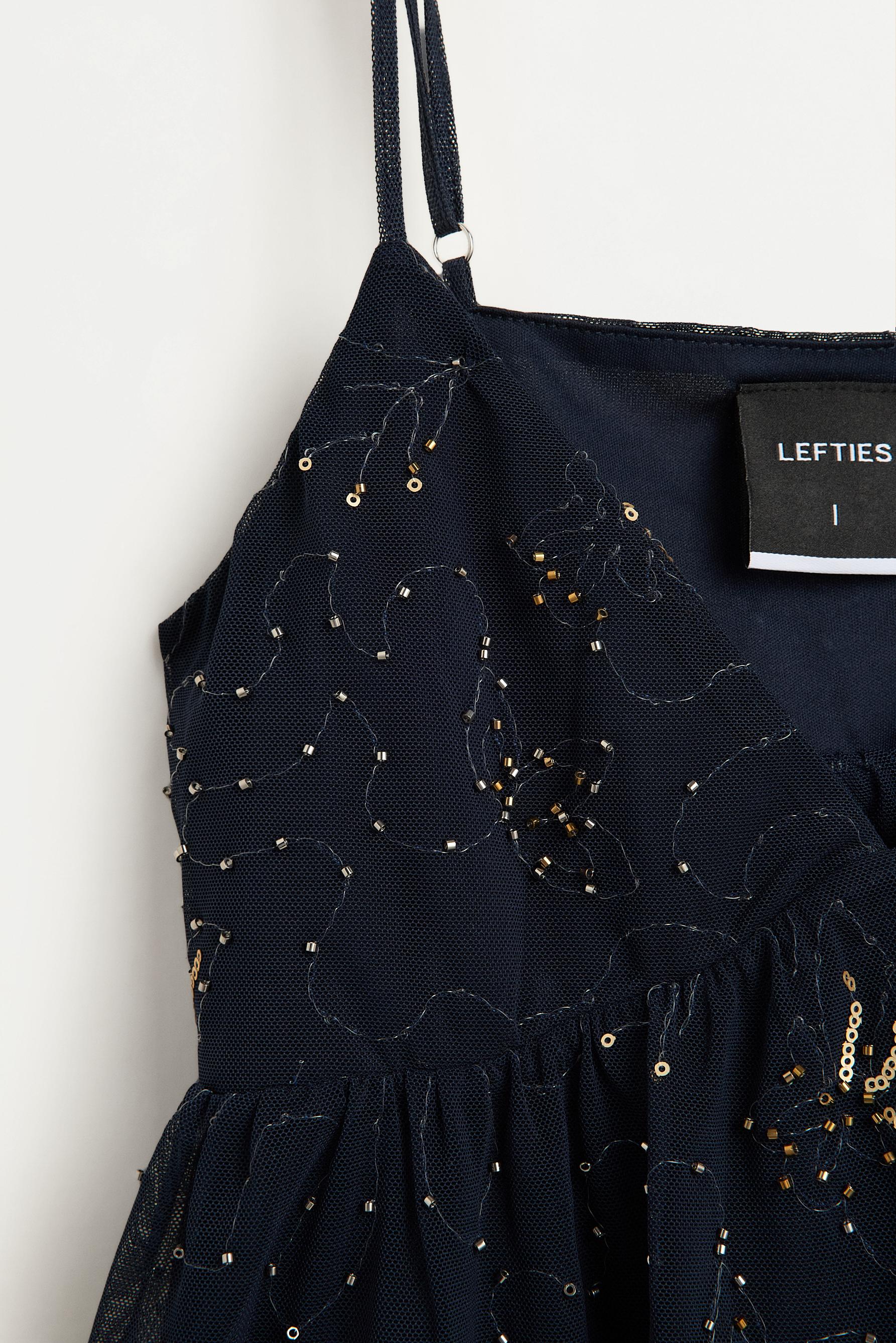 Rhinestone embroidered top — DARK NAVY