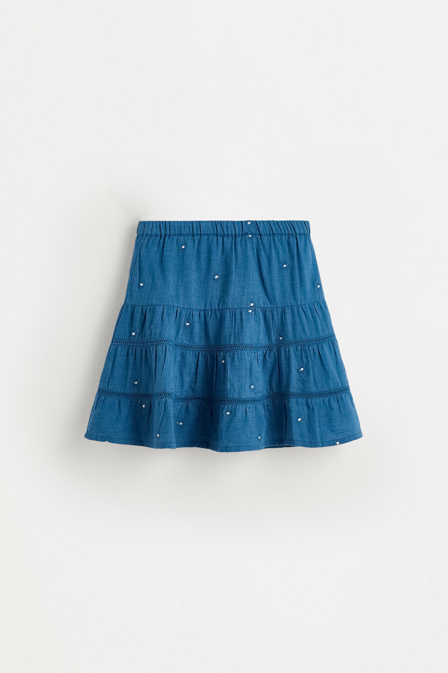 Metallic embroidered skort — INK BLUE