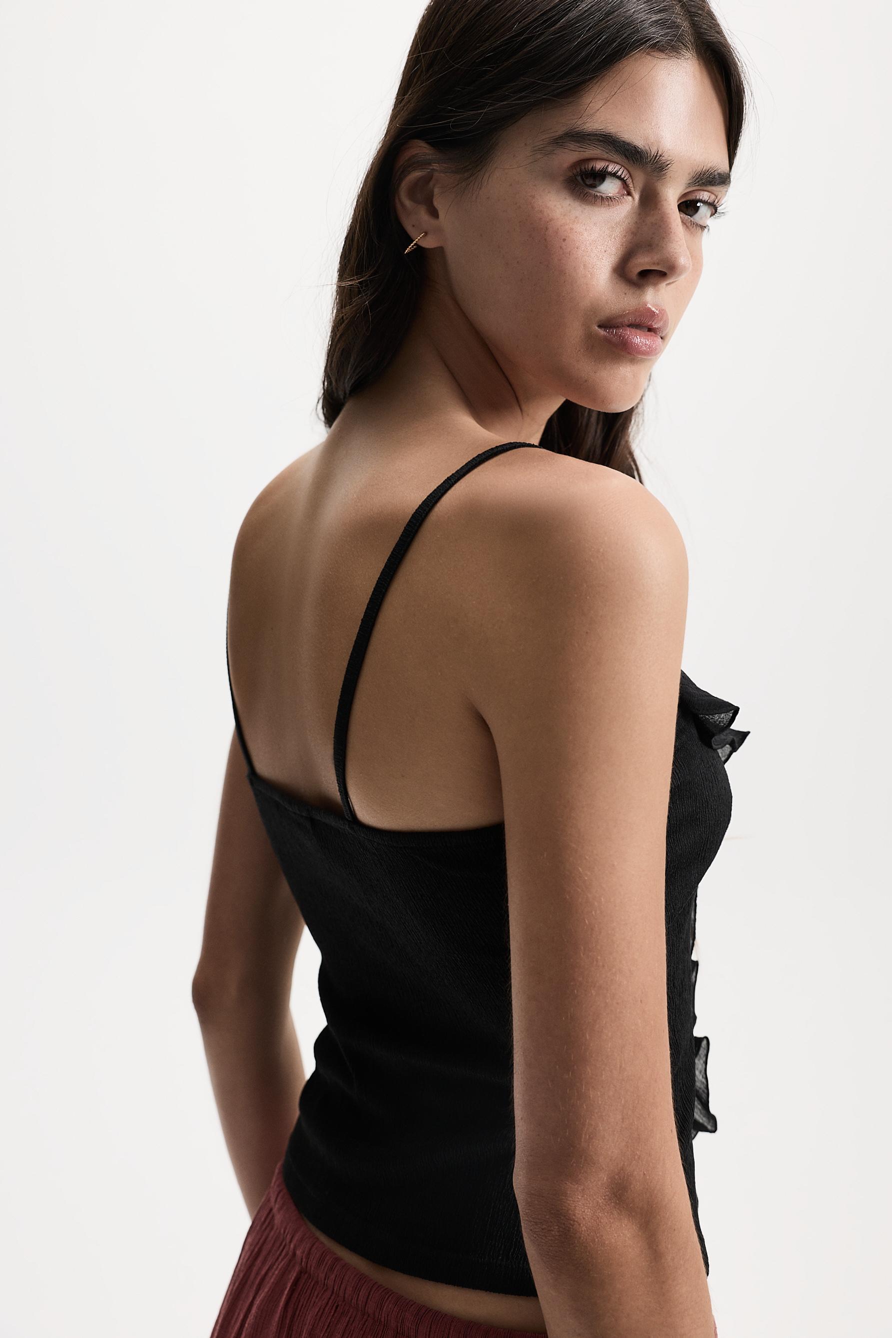Ruffled top — BLACK