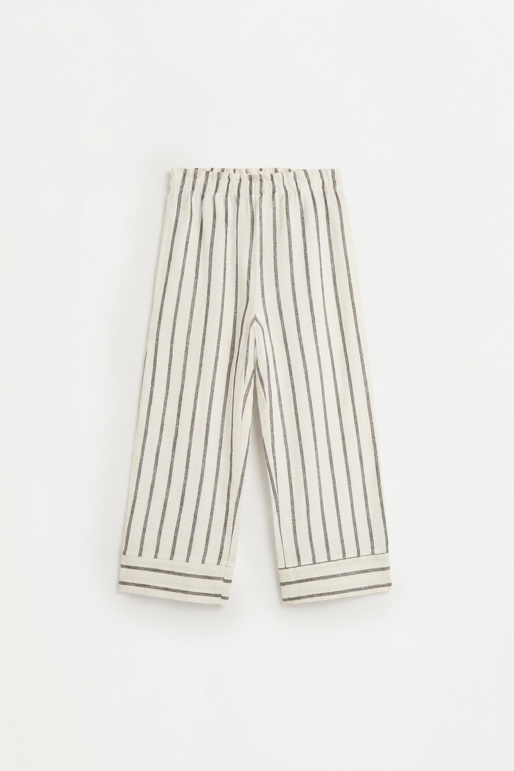 Striped bias cut culottes — ECRU/BLACK