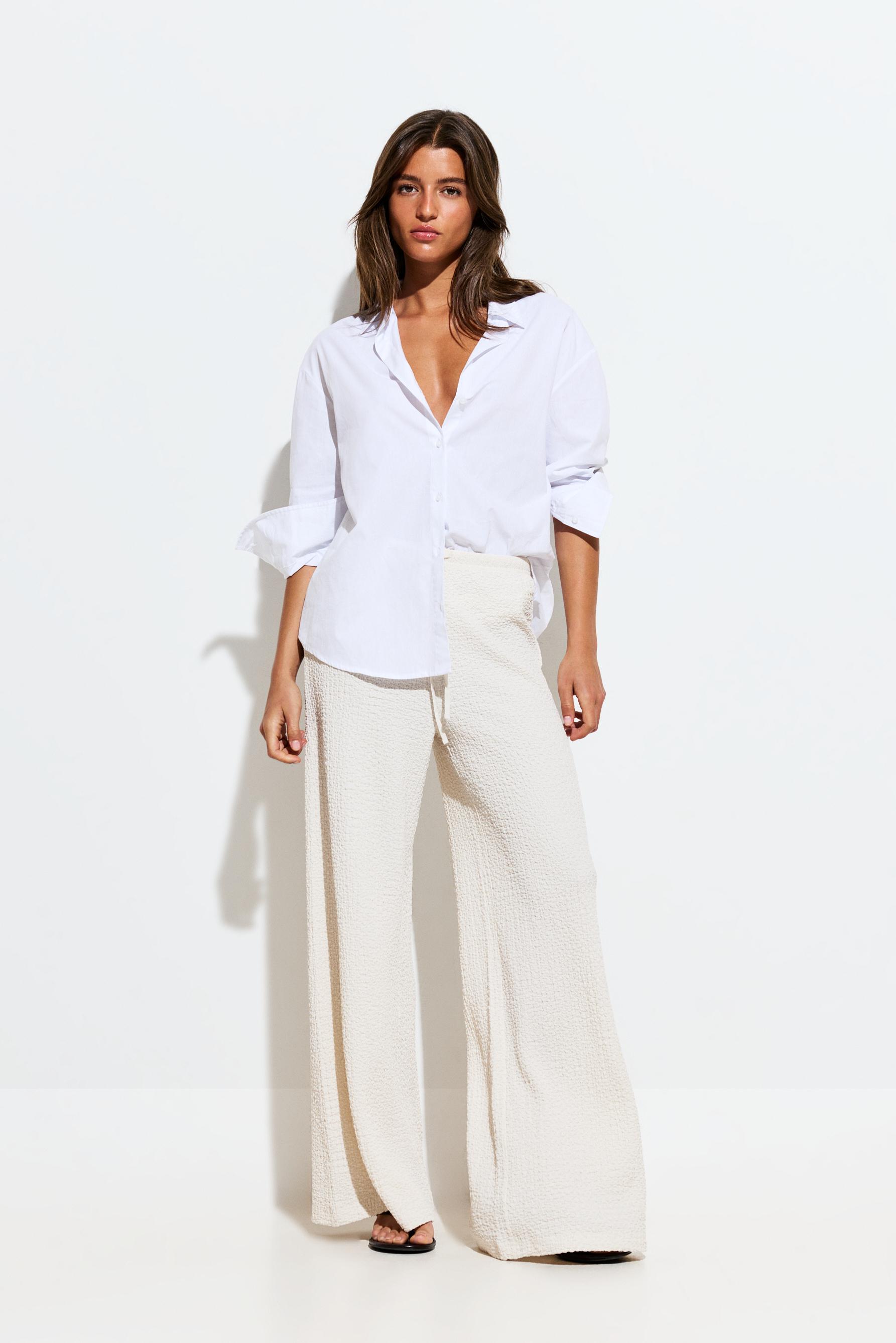 Textured wide-leg trousers — OFF WHITE