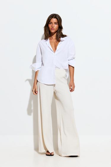 Textured wide-leg trousers — OFF WHITE 1