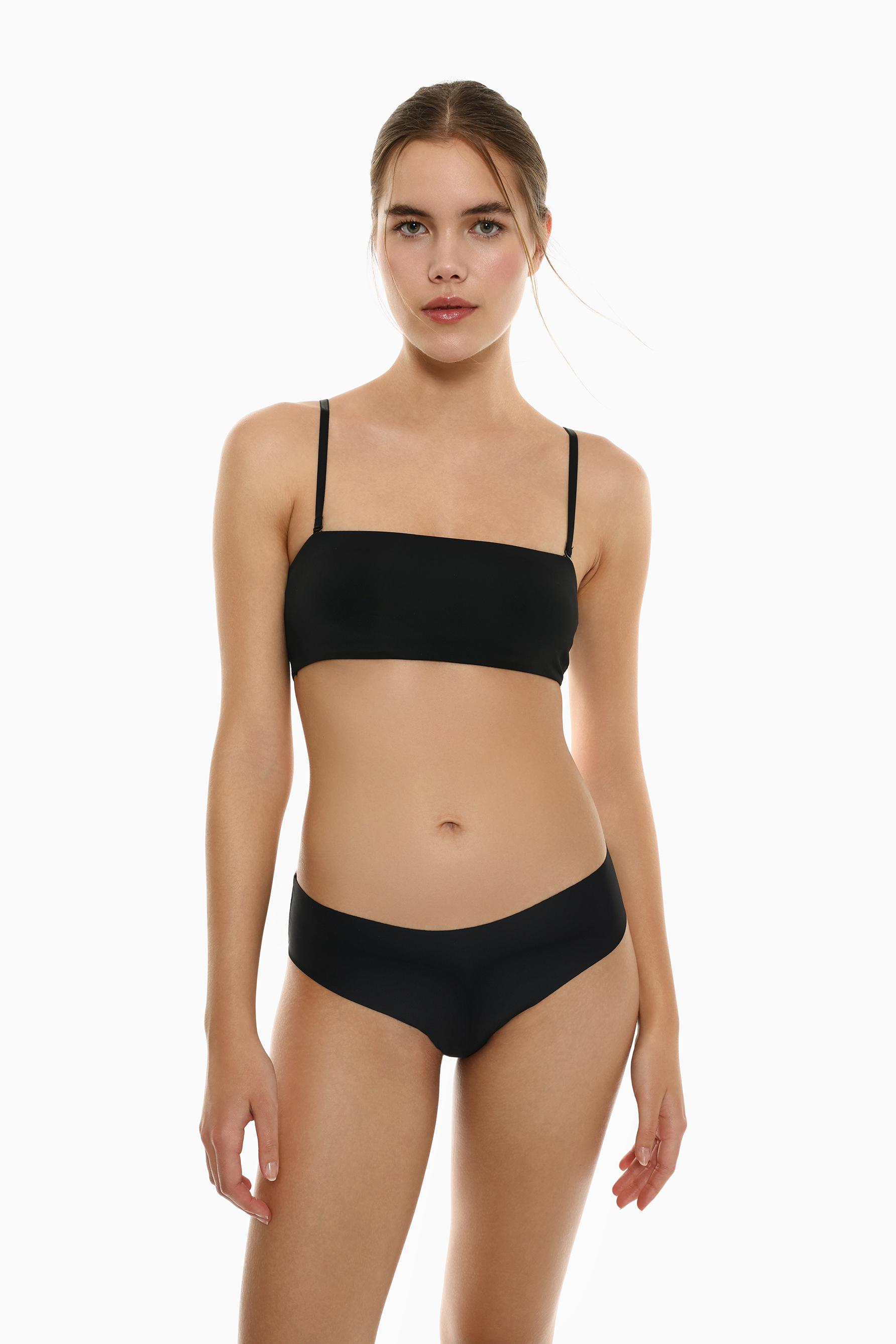 Microfibre multi-way bandeau bra — BLACK
