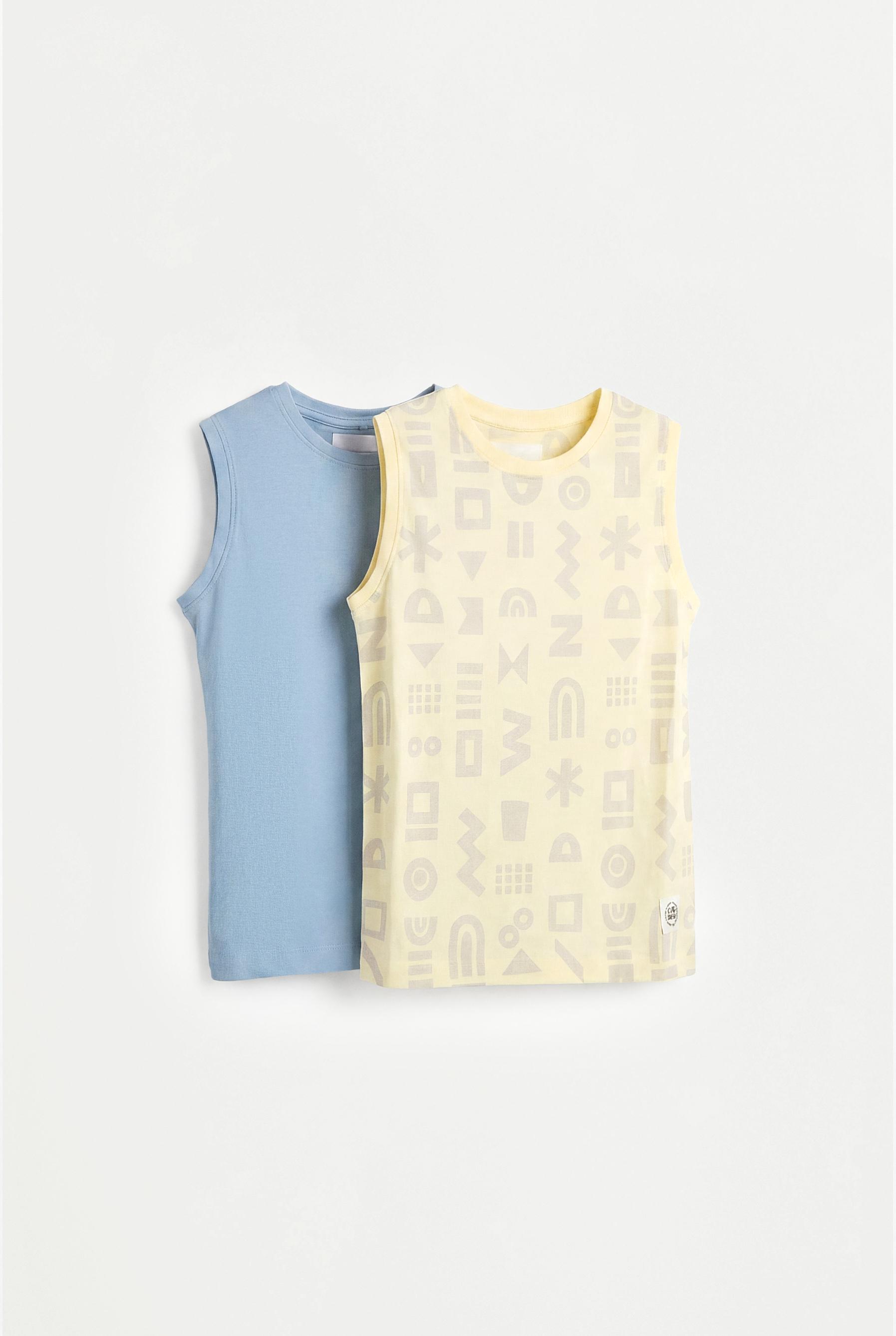 Pack of 2 assorted sleeveless T-shirts — PALE YELLOW
