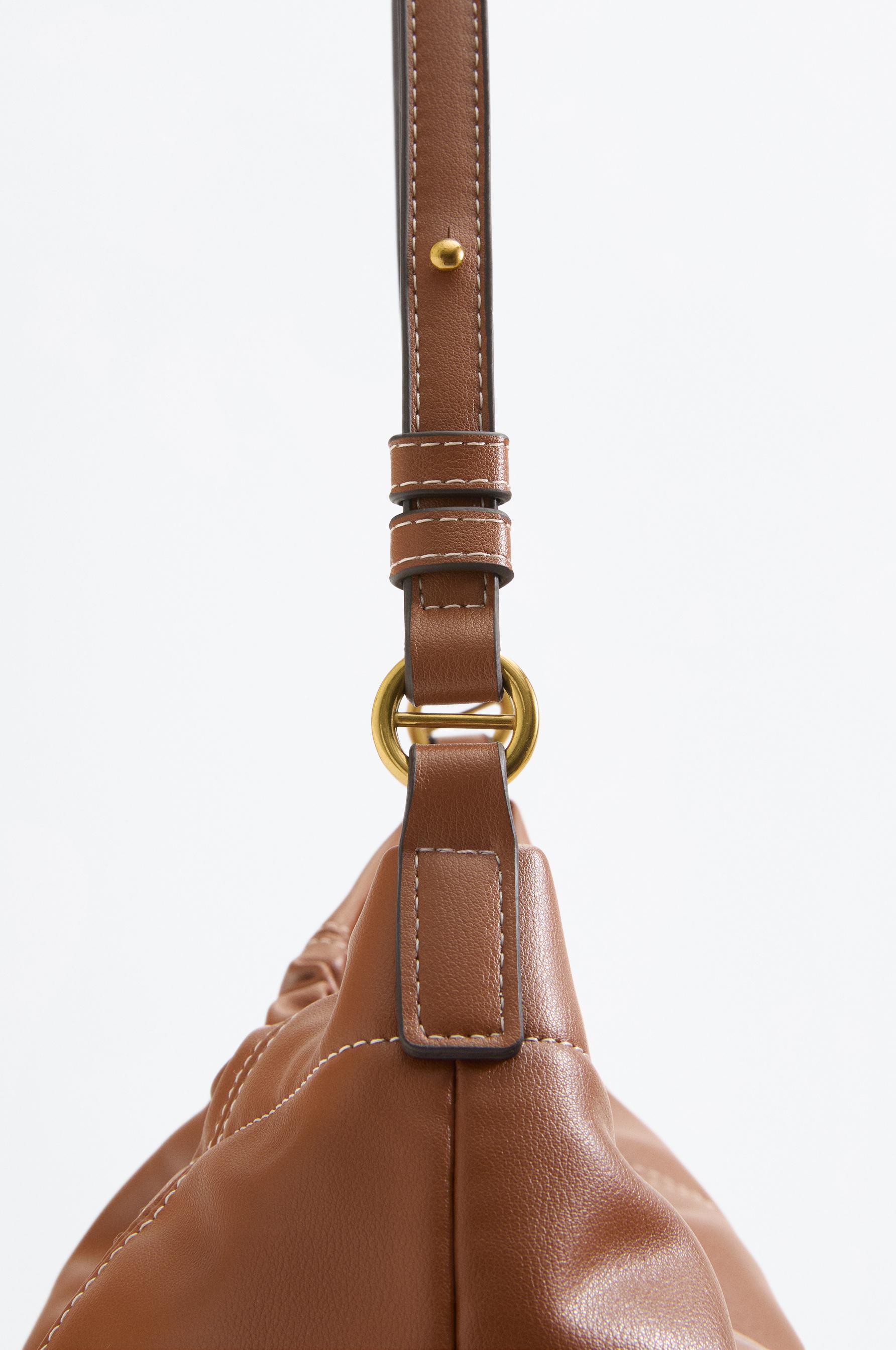 Ruched shopper bag — CAMEL