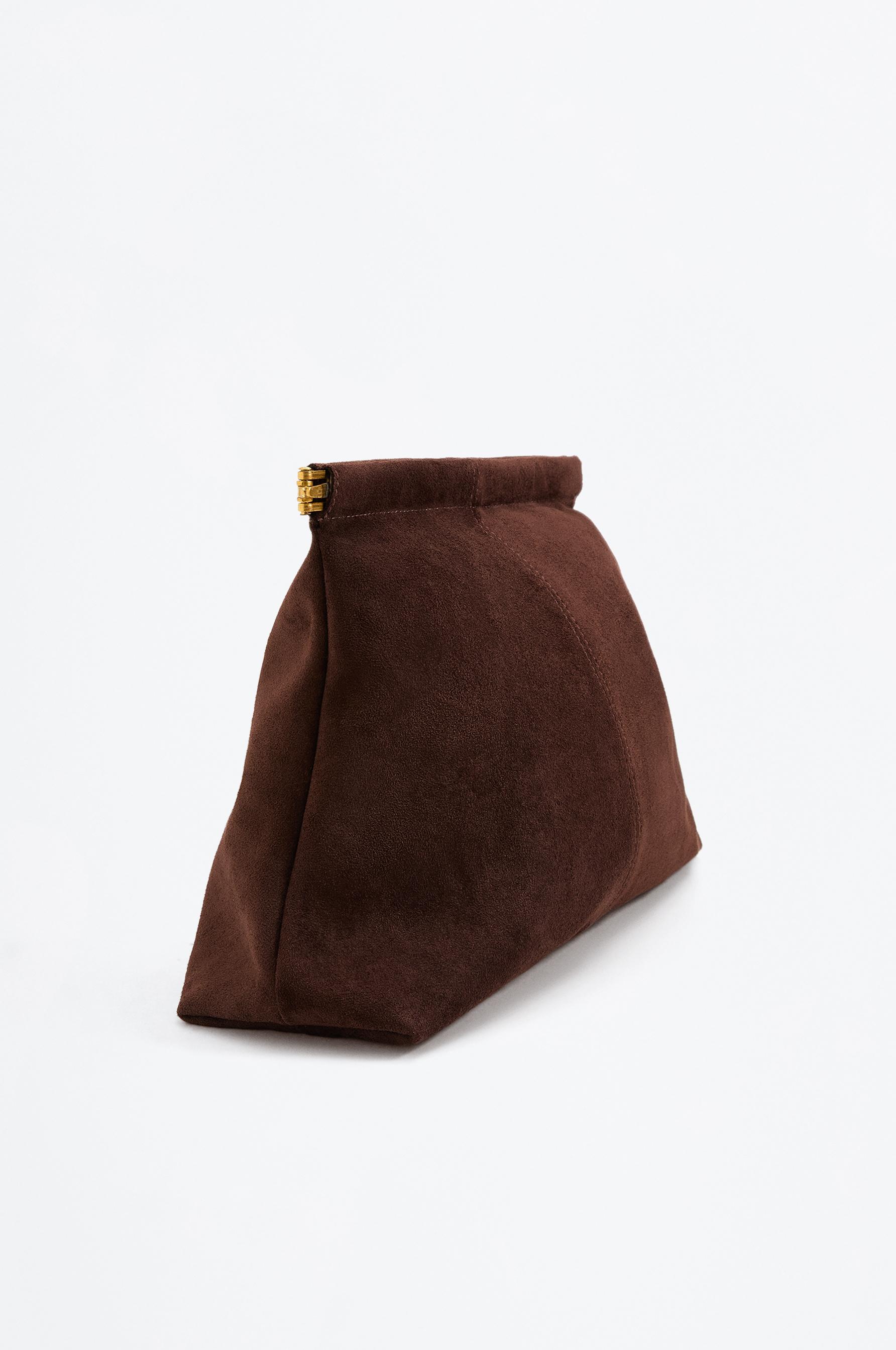 Faux suede pouch bag — BROWN