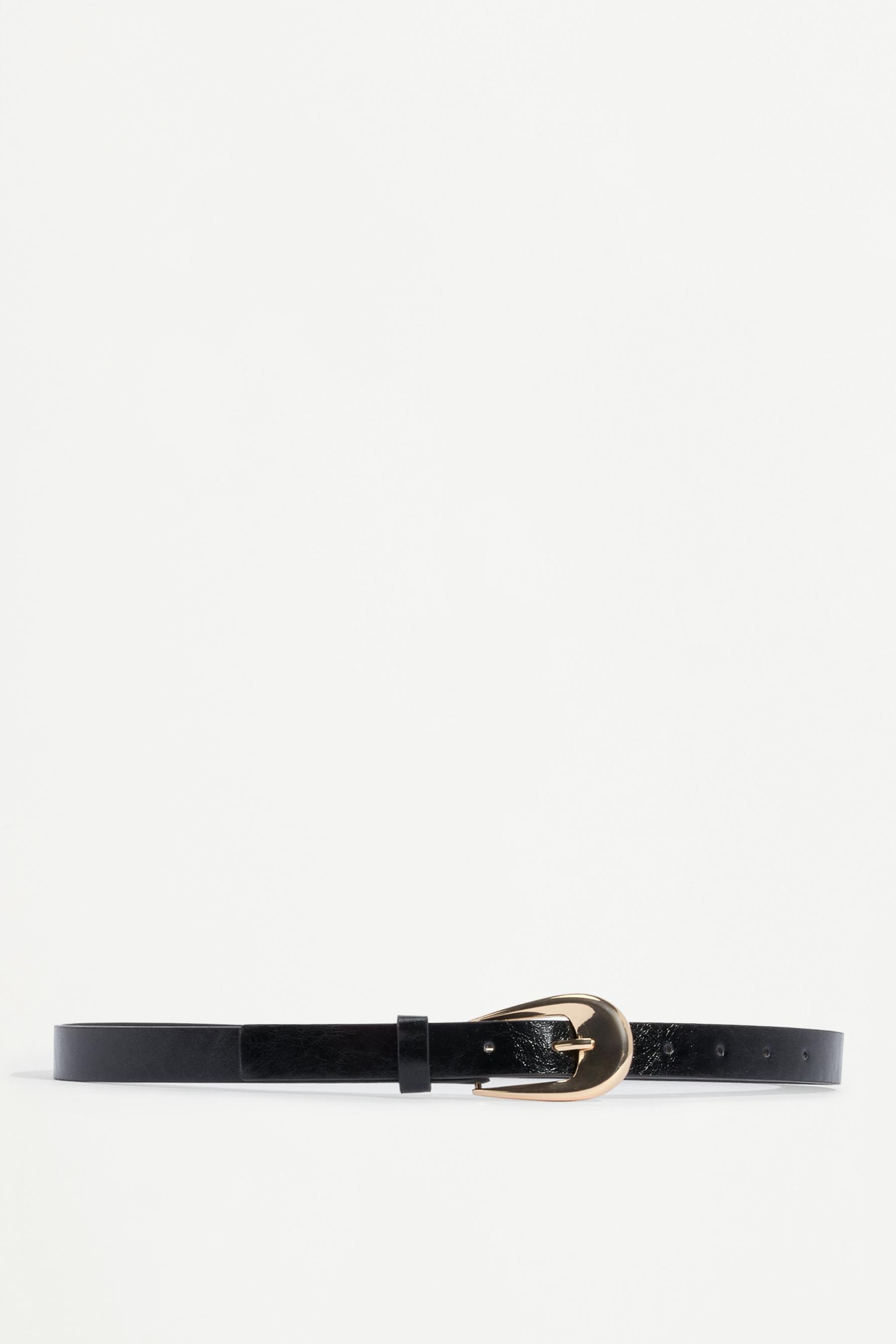 Thin oval buckle belt — BLACK