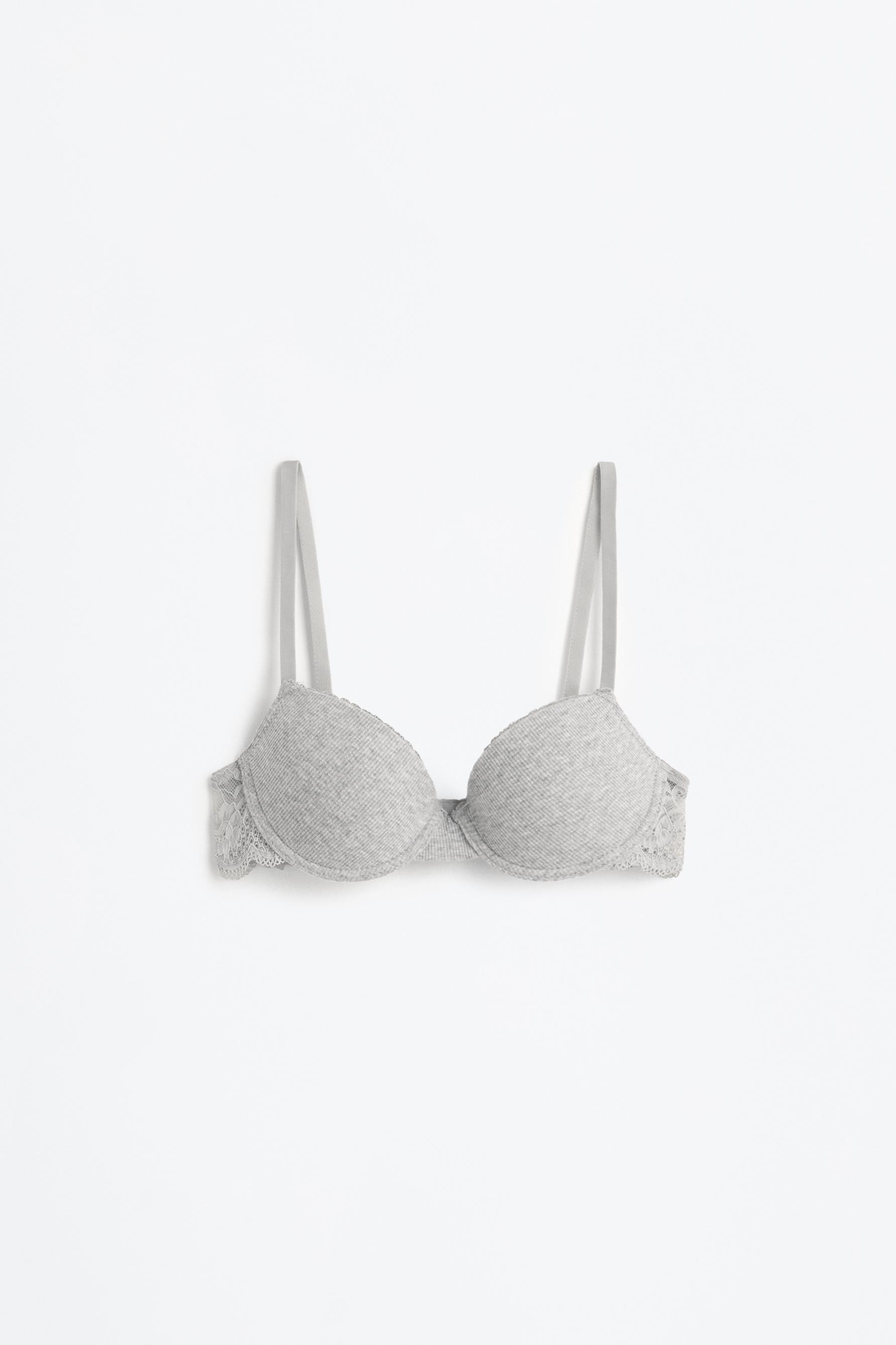 Pack of 2 classic ribbed bras - lace — BLACK