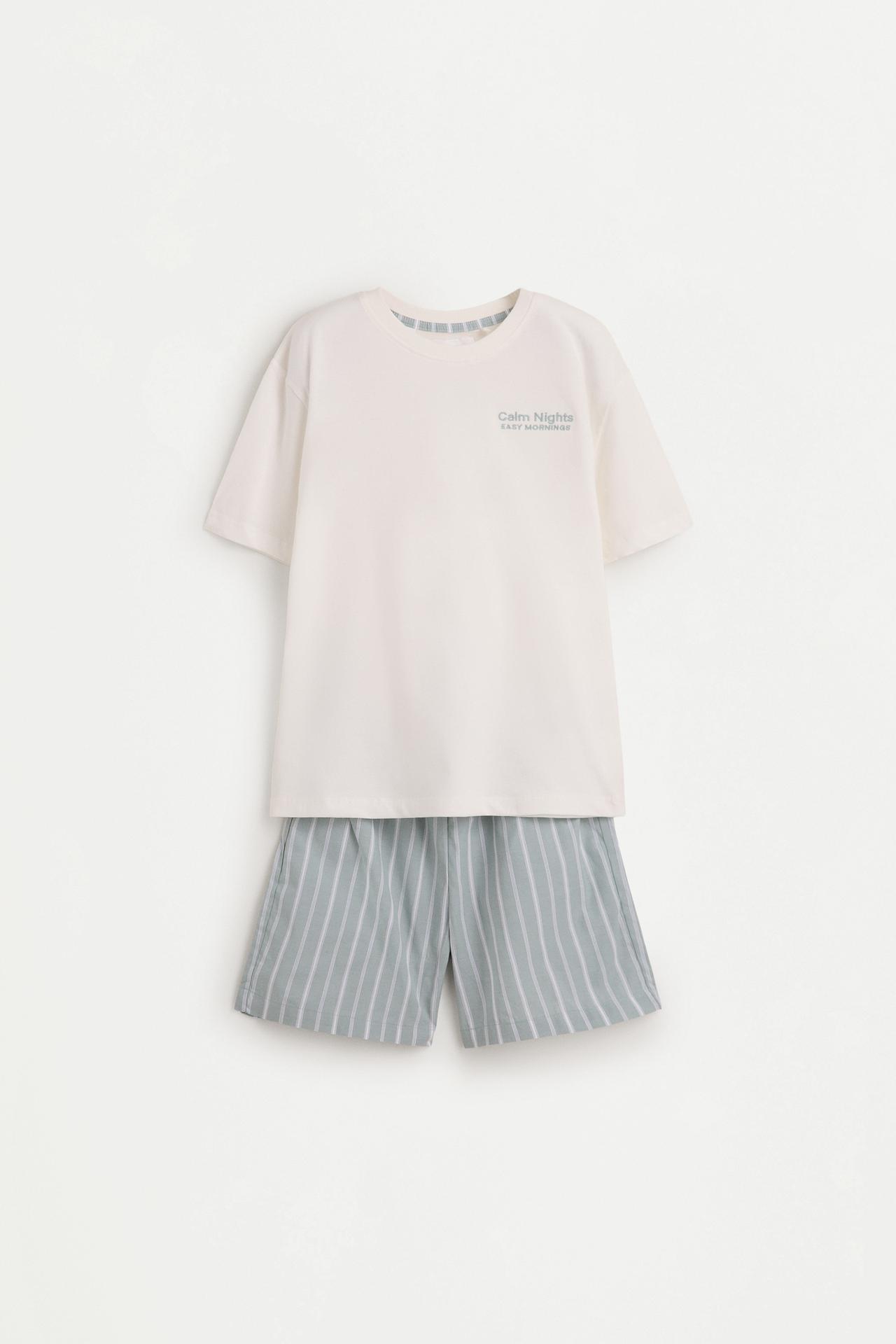 Short pyjamas with slogan print — PALE BLUE