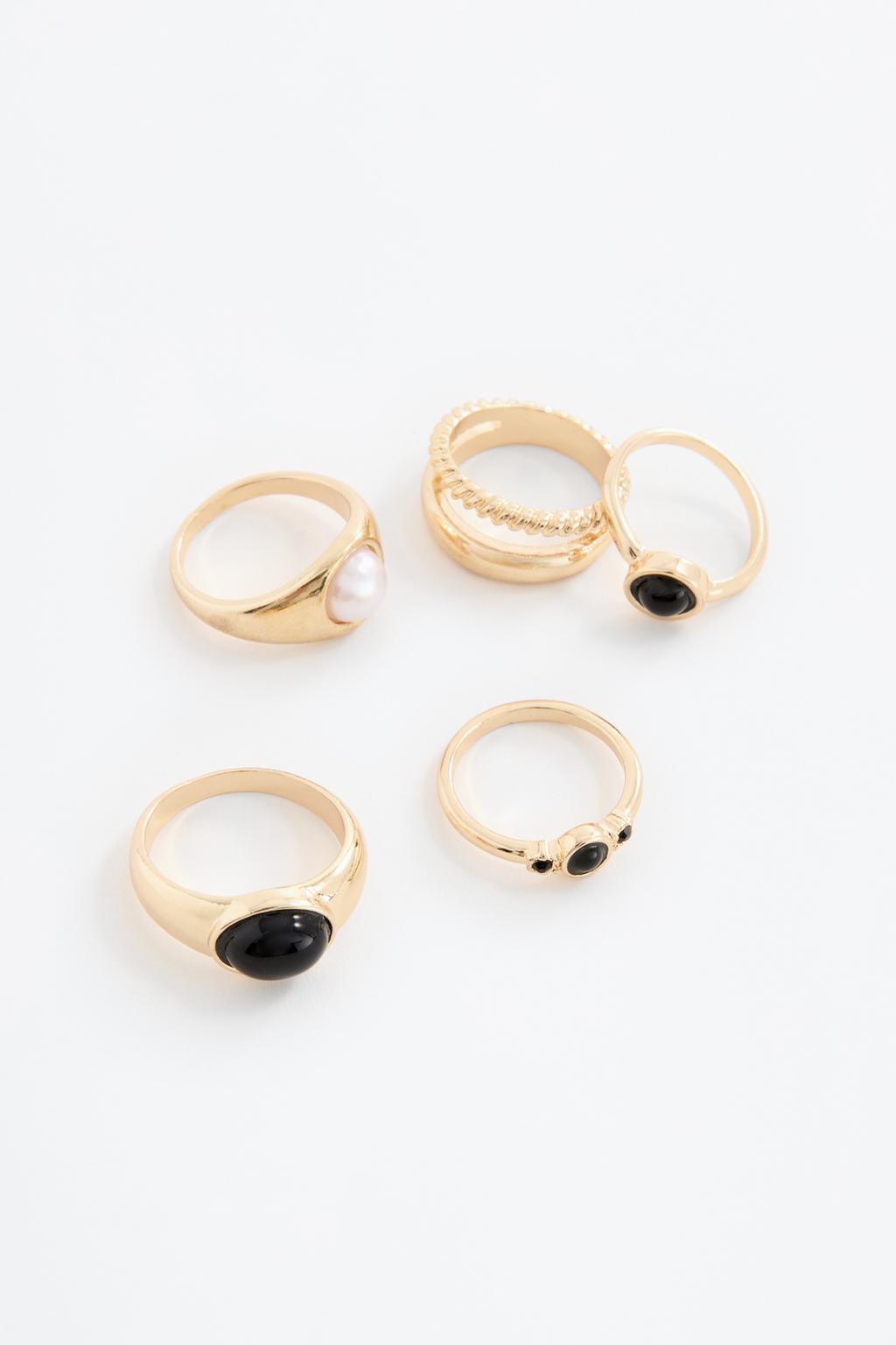 Set 5 anelli pietre combinate