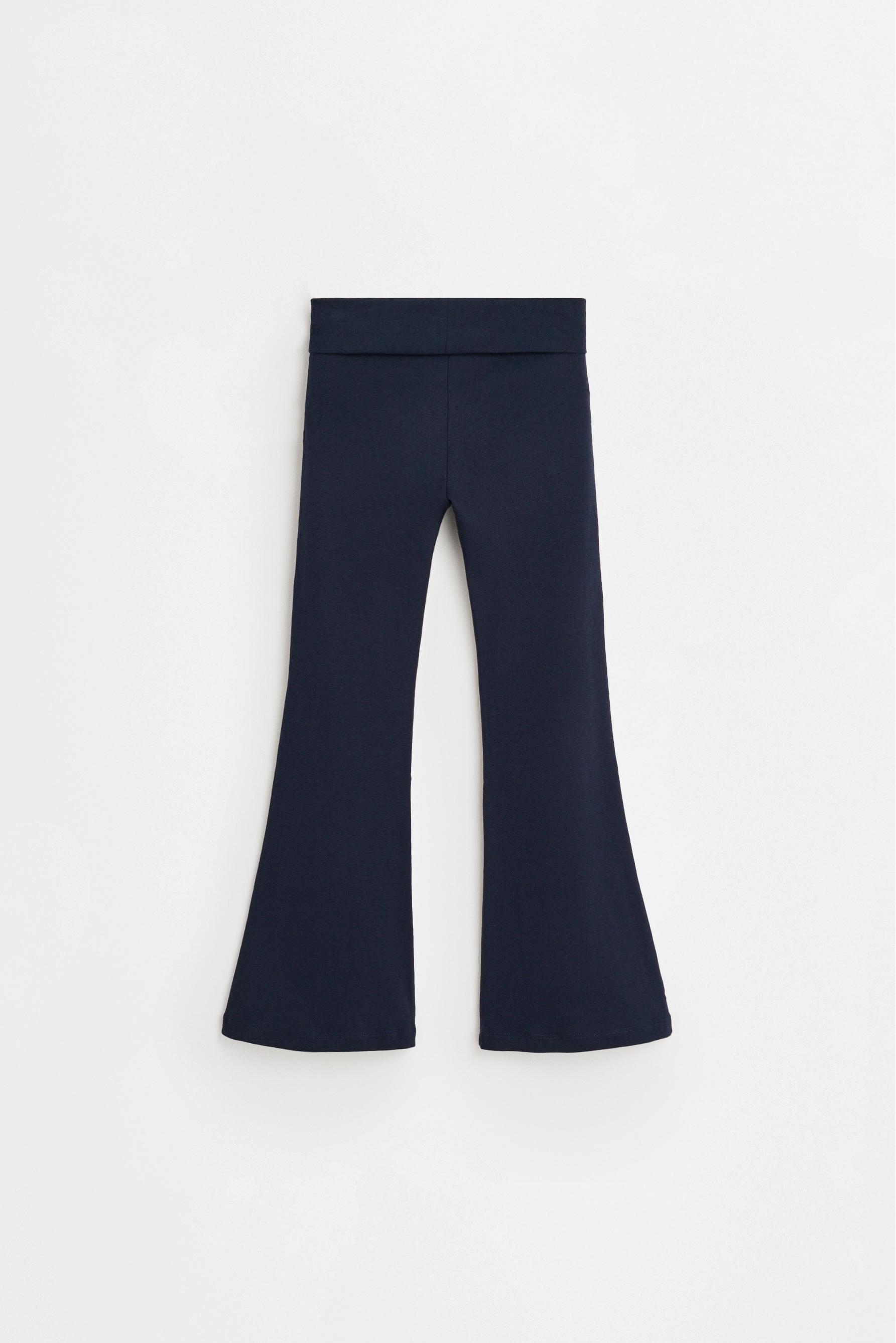 Bell bottom leggings with fold-over waist — NAVY