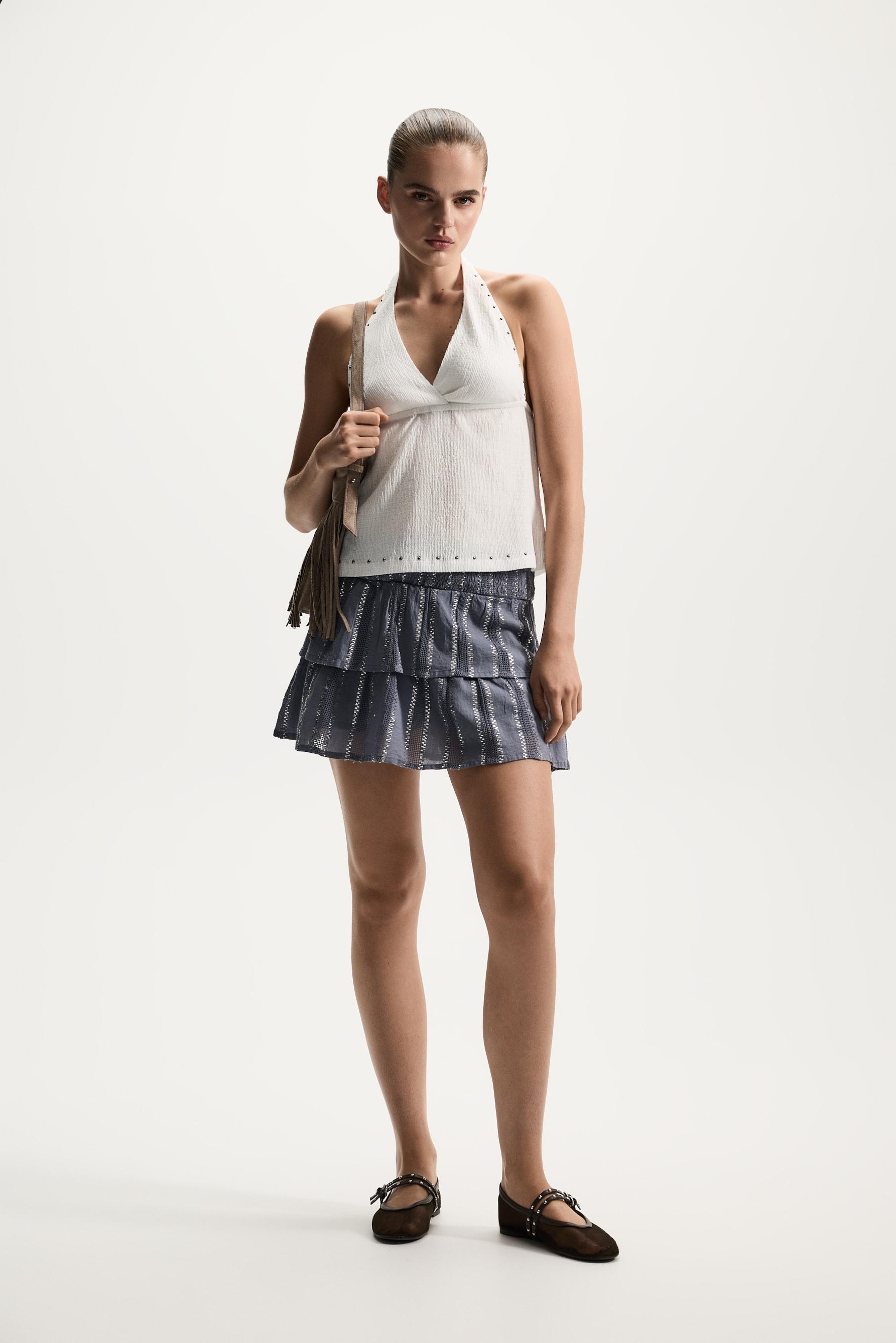 Studded halter top — OFF WHITE