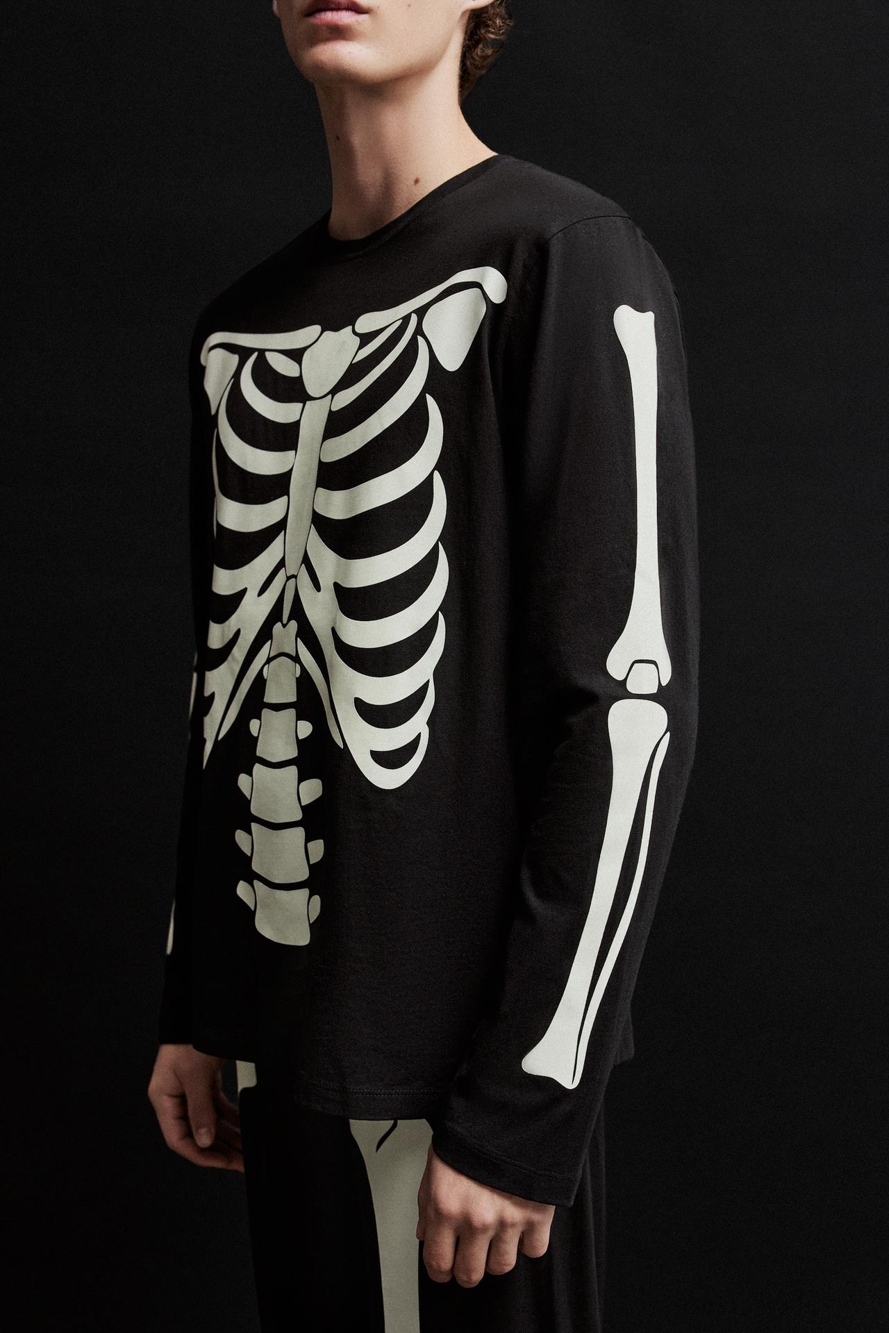 Men's | Glow-in-the-dark skeleton pyjamas — BLACK