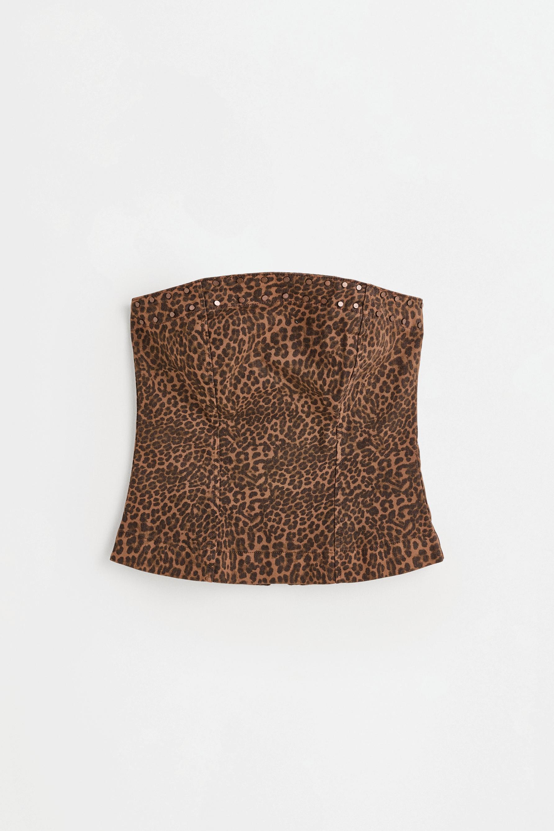 Leopard print stud bandeau top — CHEETAH