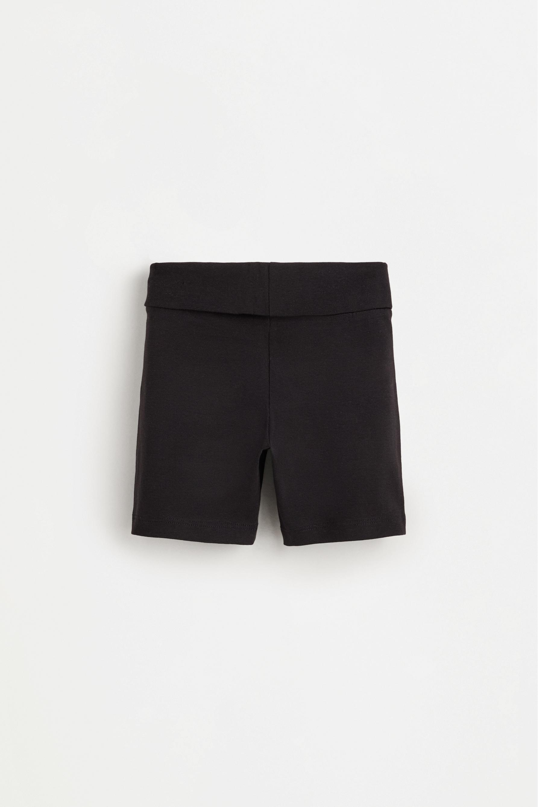 Cycling leggings with fold-over waist — BLACK