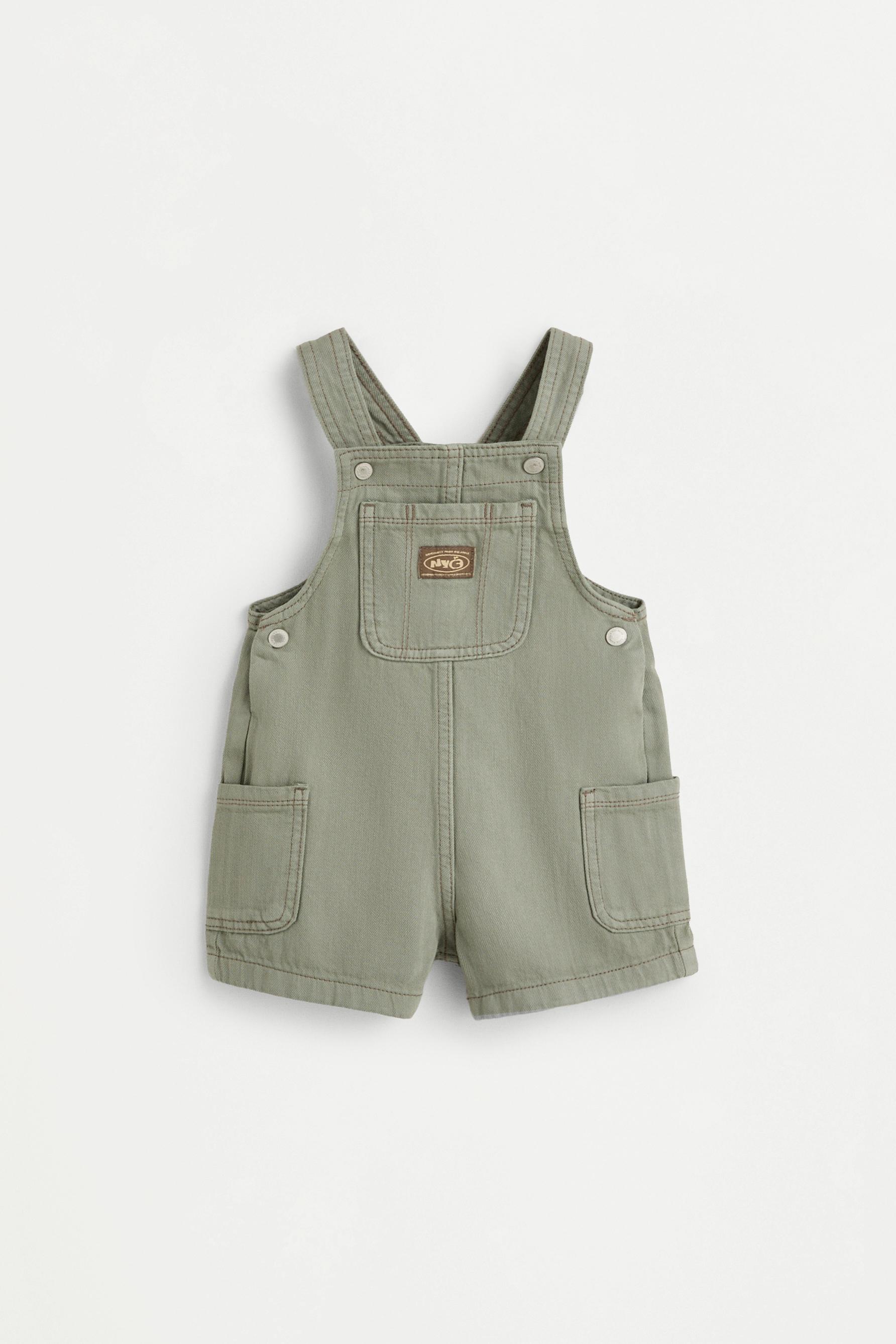 Short denim dungarees — KHAKI