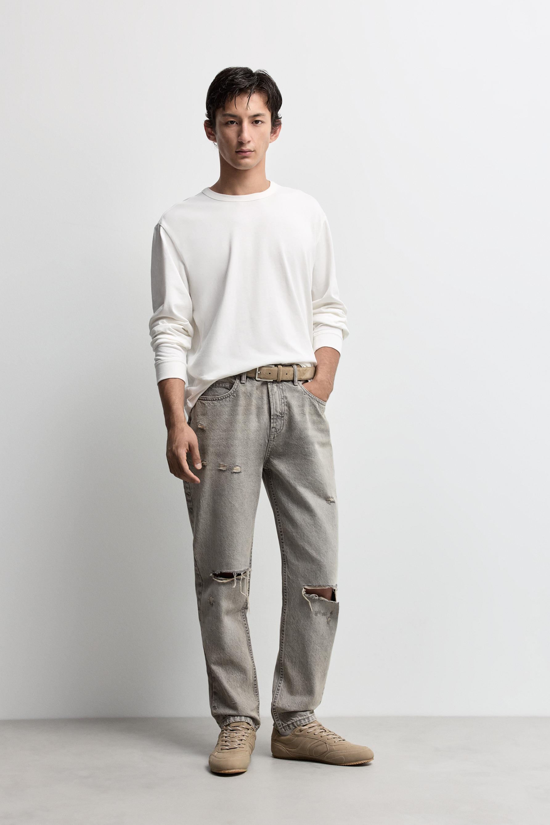 Ripped regular jeans — GREY