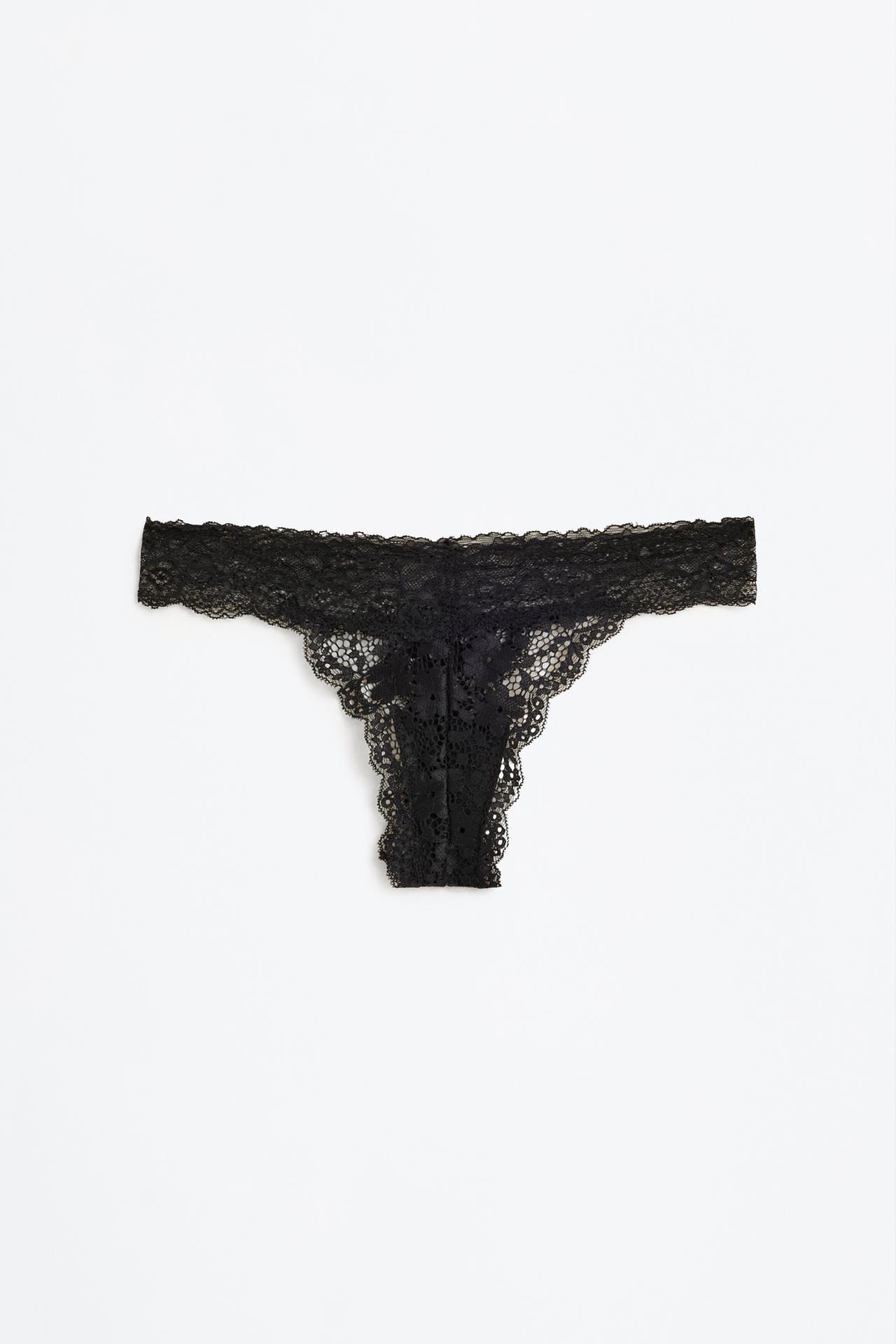 Lace thong — BLACK